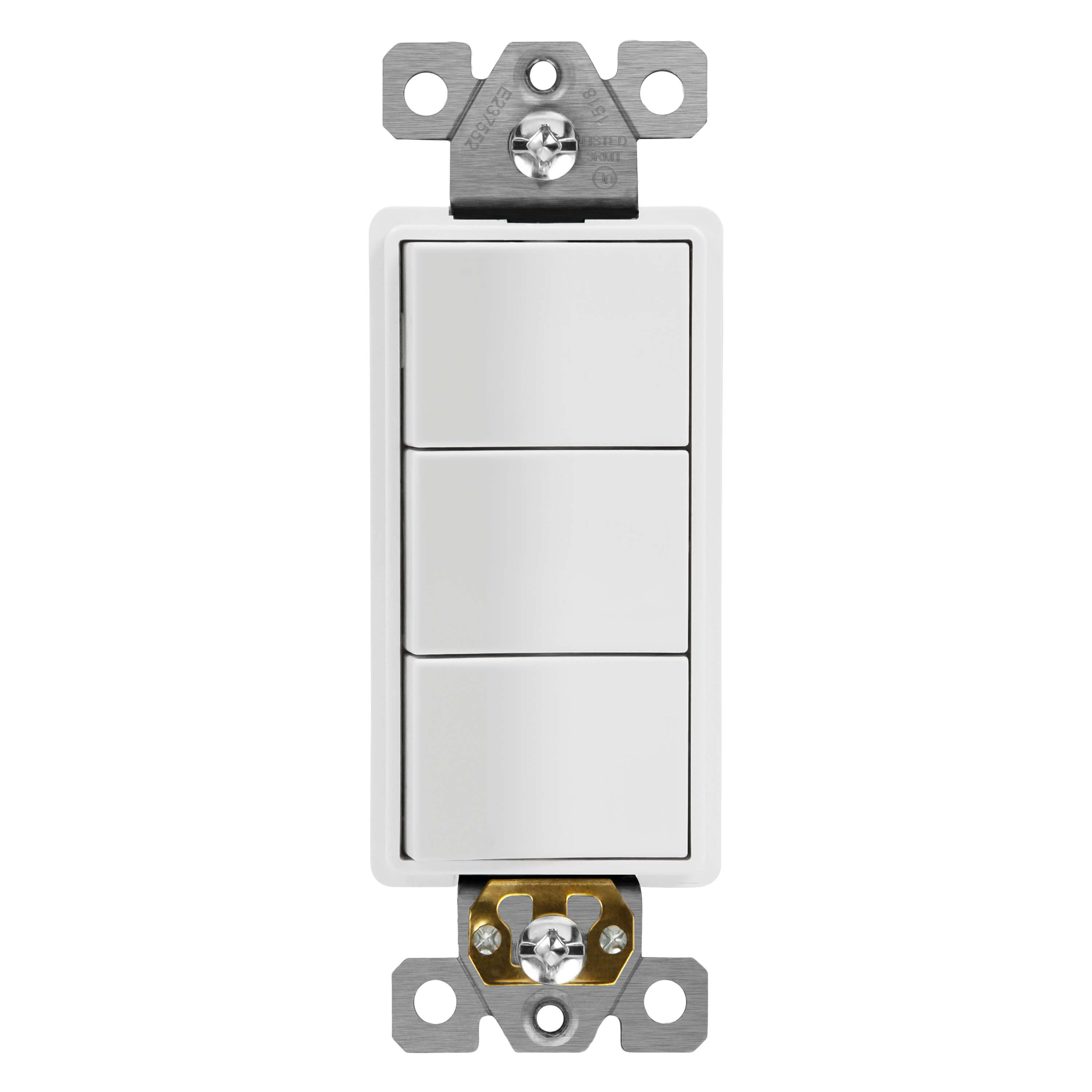 Single Pole Decorator Triple Paddle Light Switch, 15A/120V