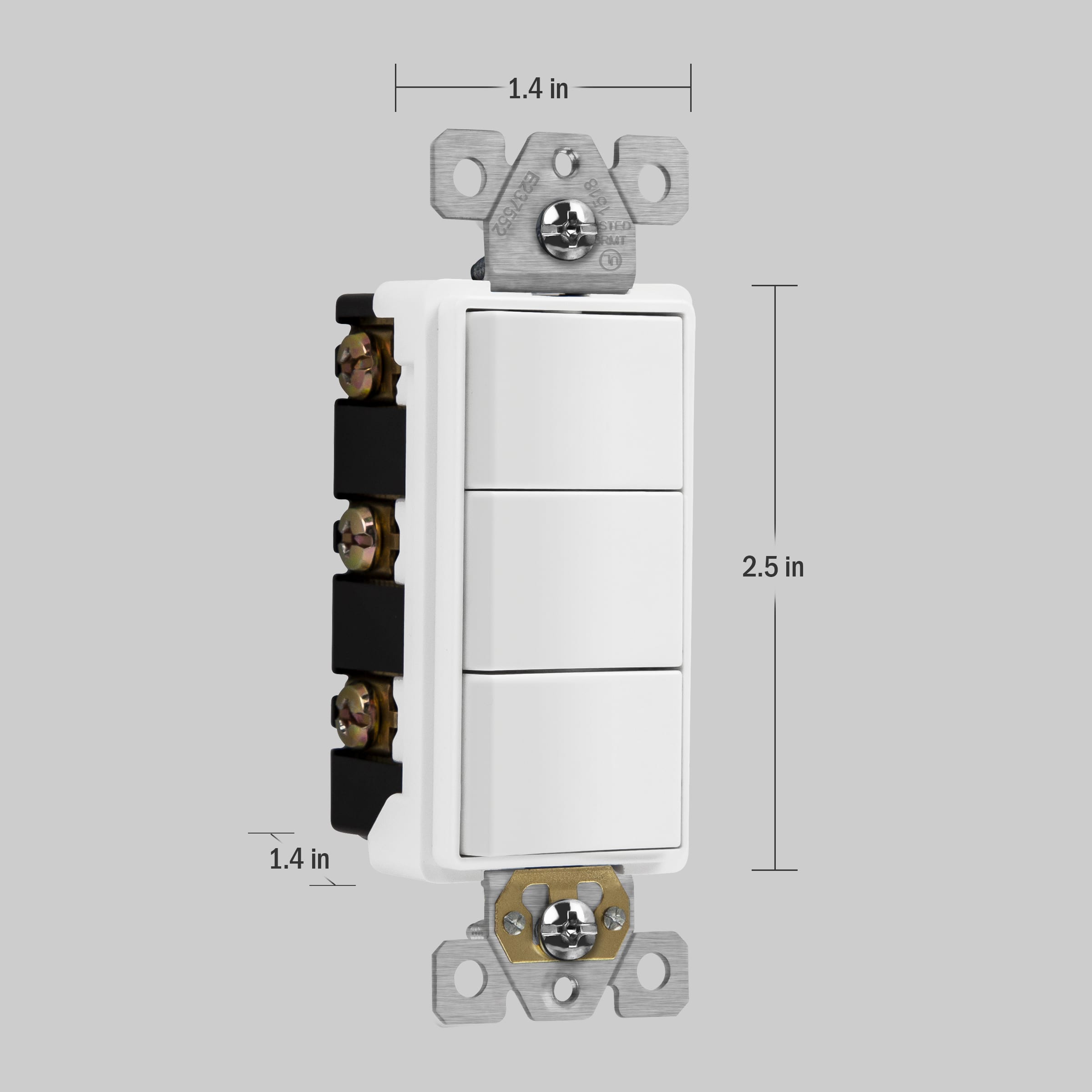 Single Pole Decorator Triple Paddle Light Switch, 15A/120V