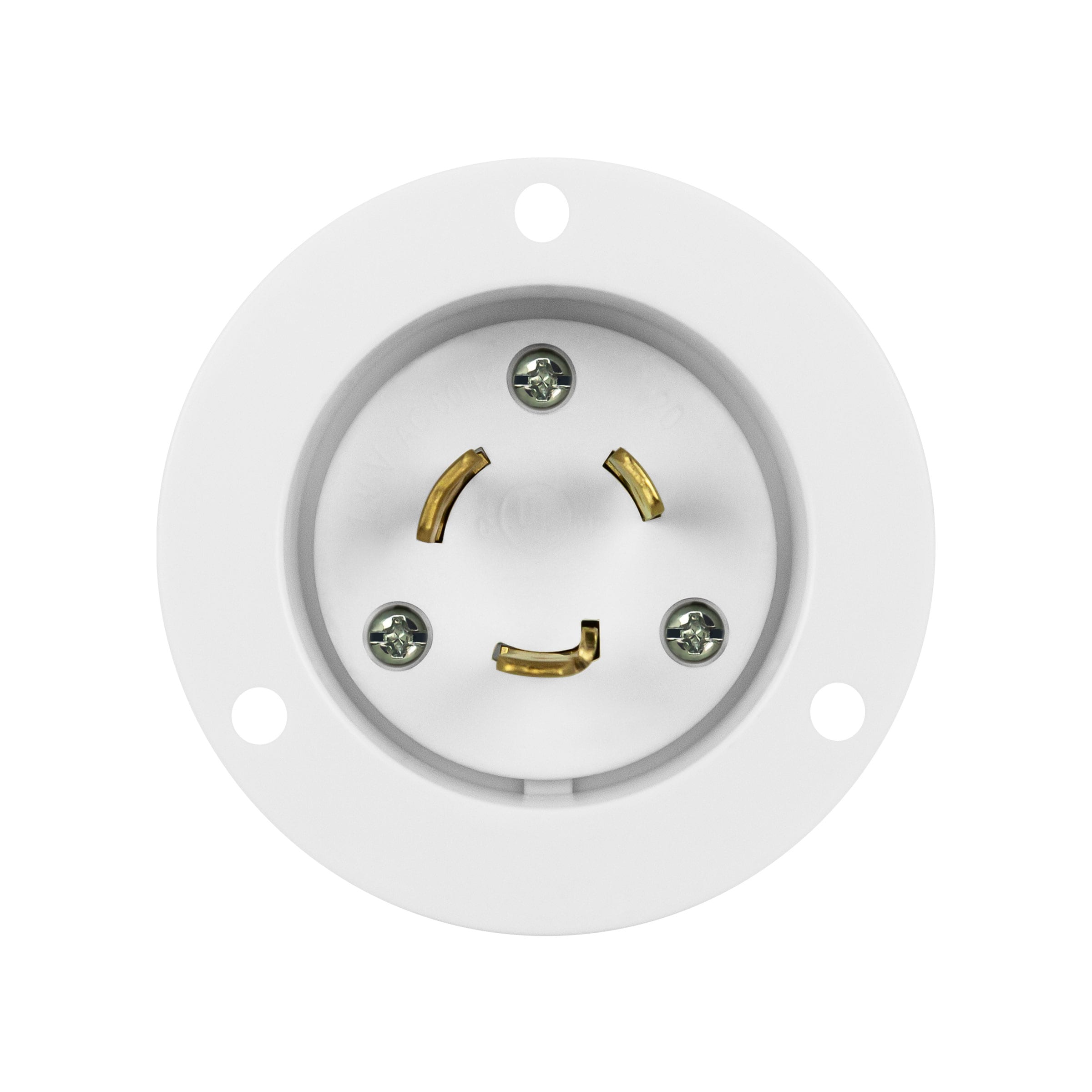 NEMA L5-20 Flanged Inlet Generator Plug Locking Receptacle Socket 20 Amp White