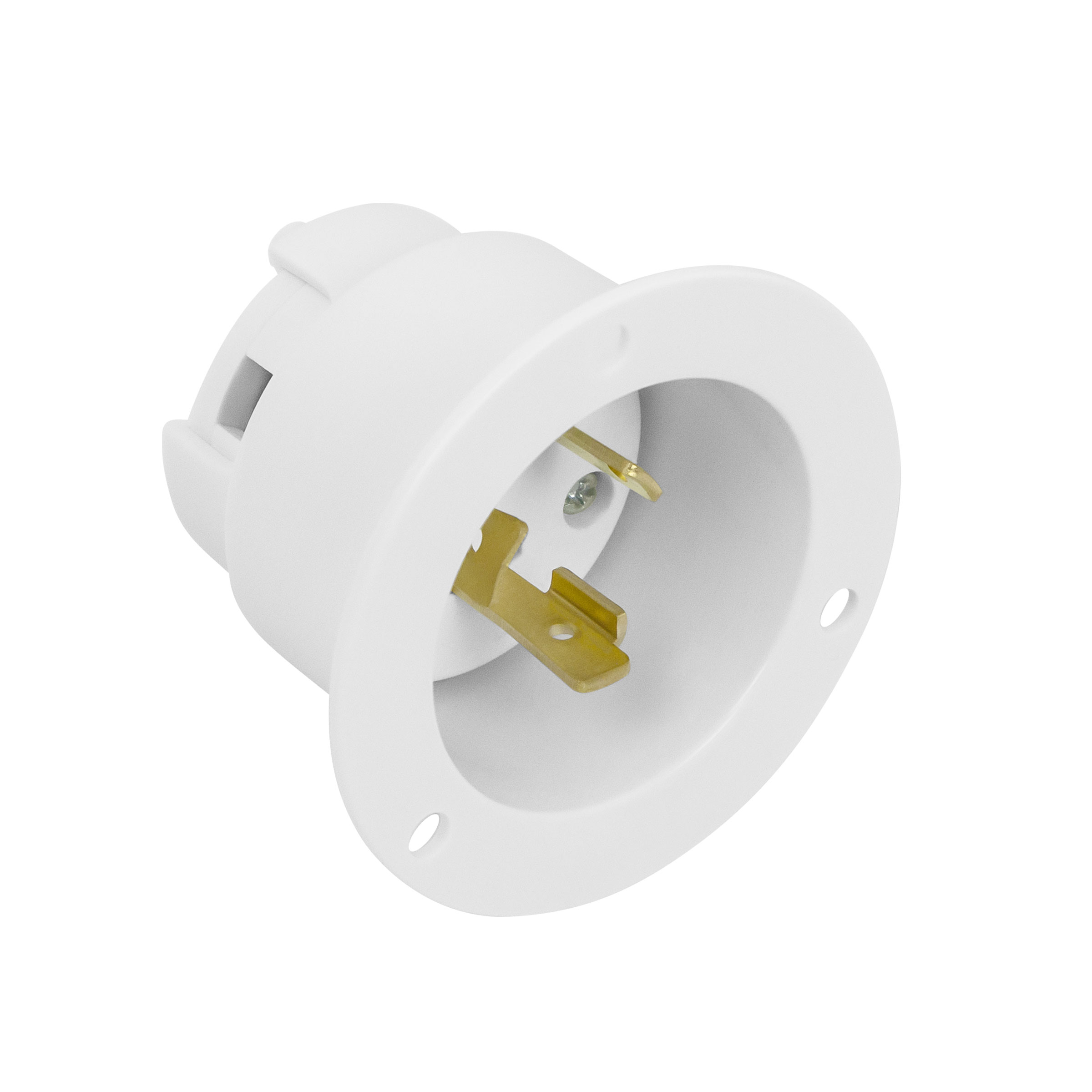 NEMA L5-20 Flanged Inlet Generator Plug Locking Receptacle Socket 20 Amp White