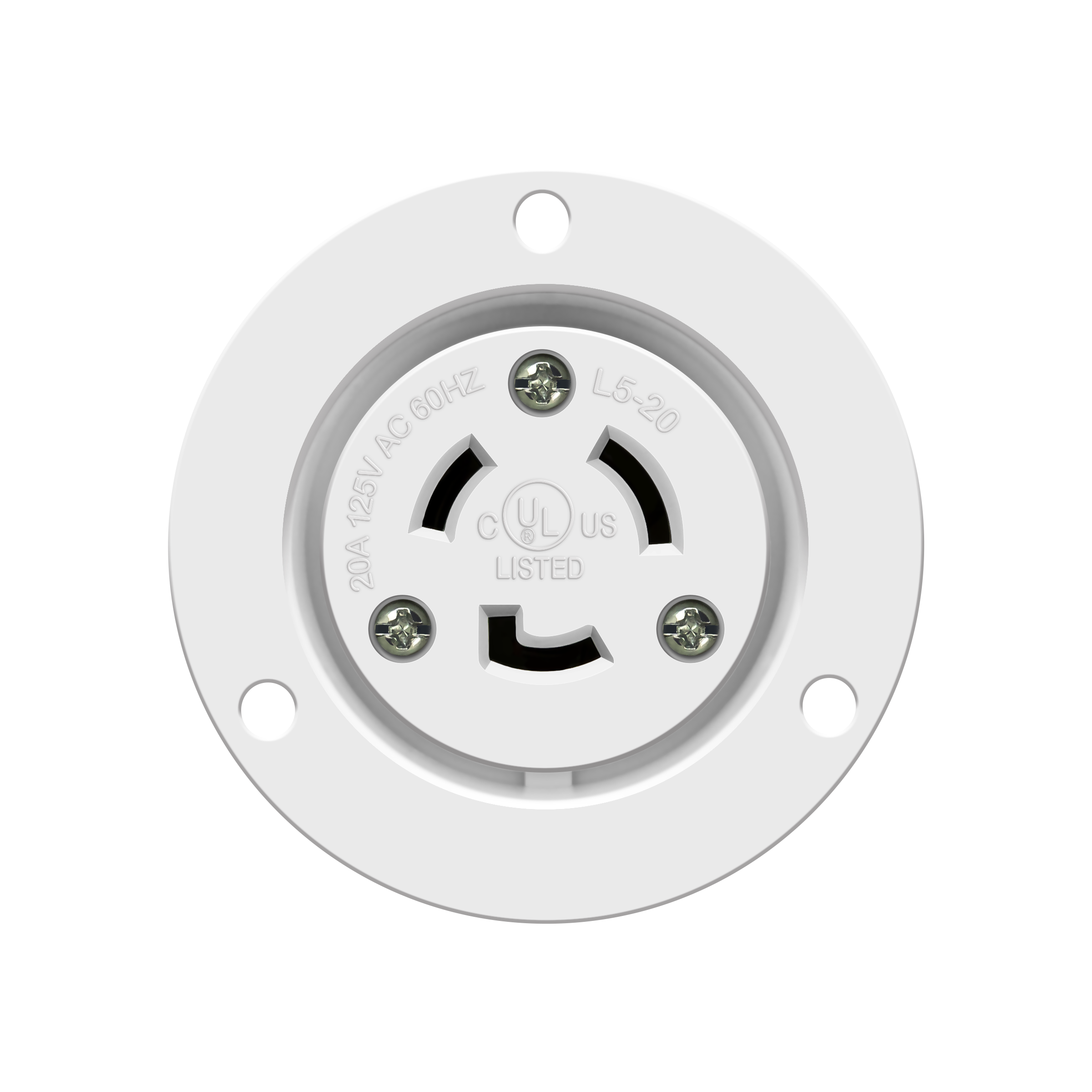 NEMA L5-20 Flanged Outlet Locking Plug Charger Receptacle 20 Amp White
