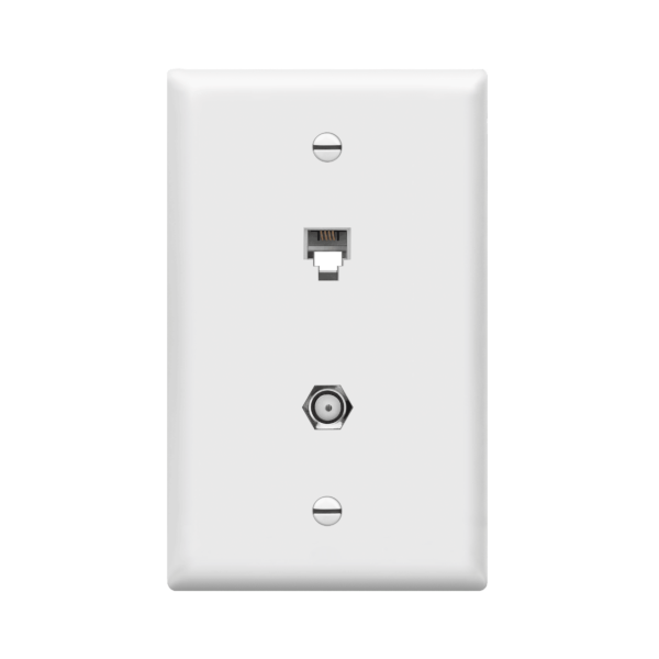 1-Gang RJ11 Telephone Jack 6P4C and F-Type Coaxial Cable Wall Plate