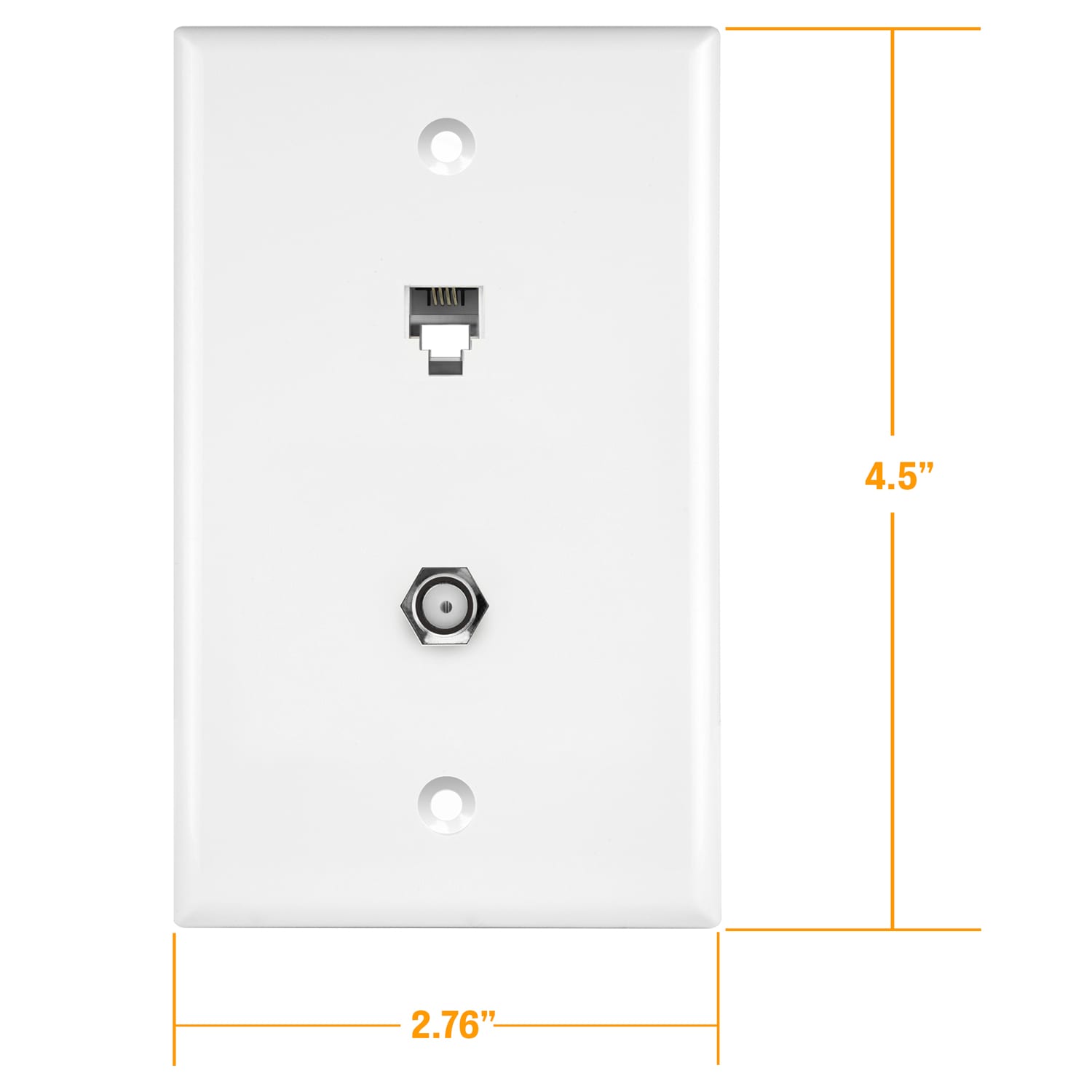 1-Gang RJ11 Telephone Jack 6P4C and F-Type Coaxial Cable Wall Plate