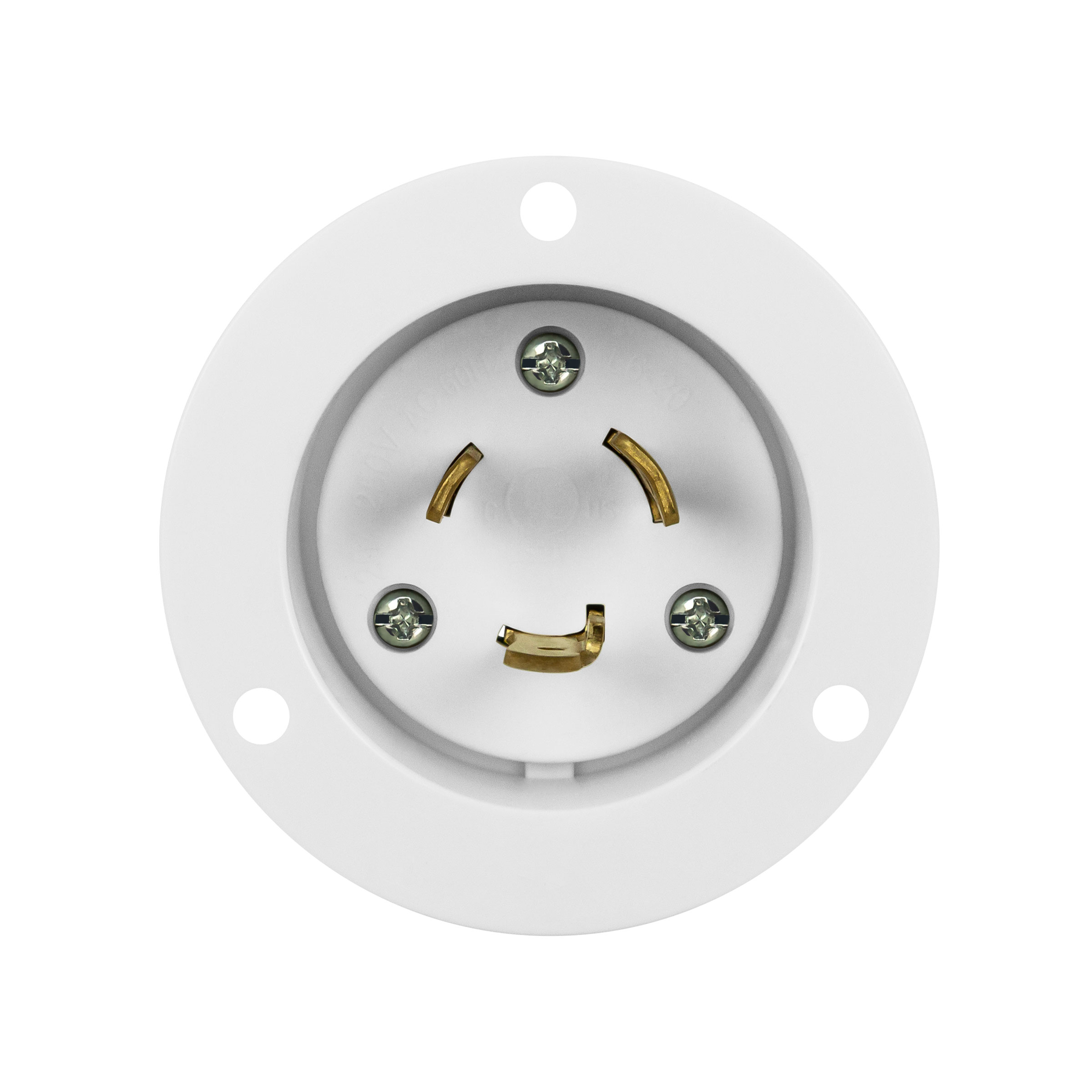 NEMA L6-20 Flanged Inlet Generator Plug Locking Receptacle Socket 20 Amp White