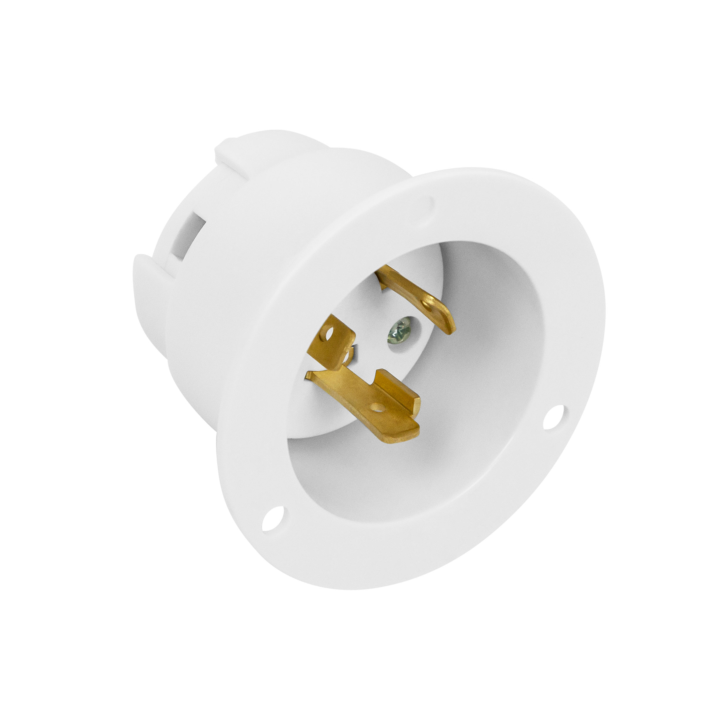 NEMA L6-20 Flanged Inlet Generator Plug Locking Receptacle Socket 20 Amp White