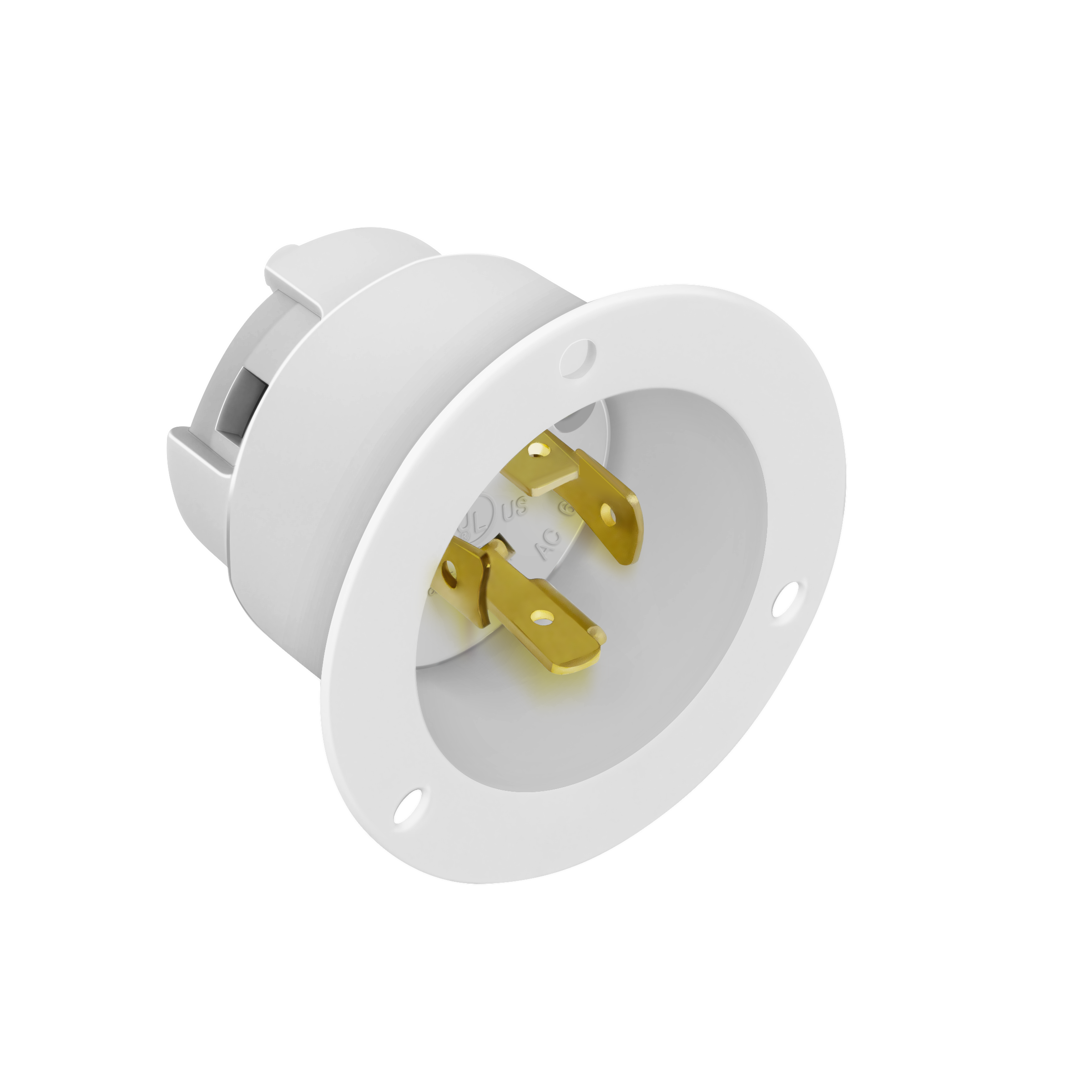 NEMA L14-20 Flanged Inlet Generator Plug Locking Receptacle Socket 20 Amp White
