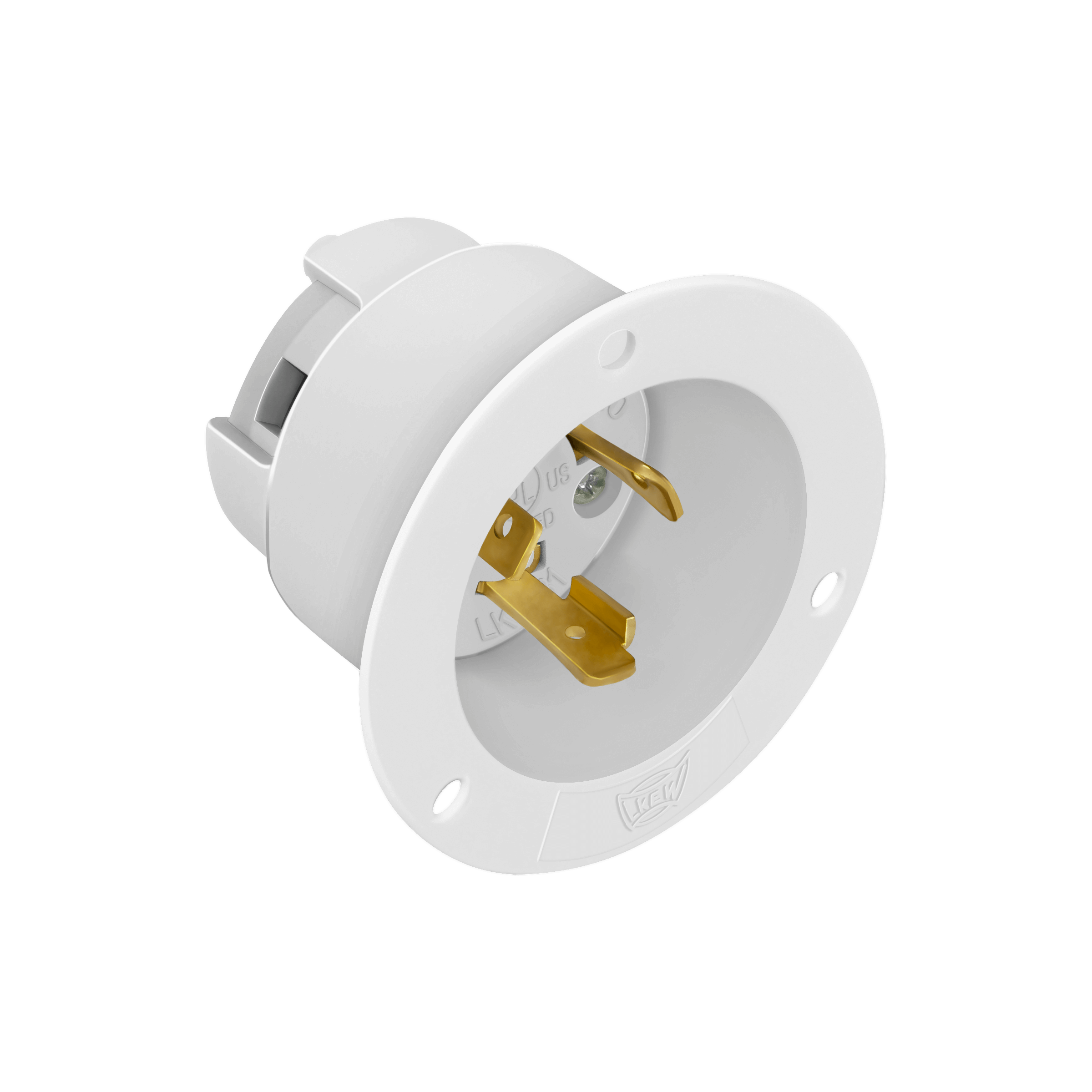 NEMA L5-30 Flanged Inlet Generator Plug Locking Receptacle Socket 30 Amp White
