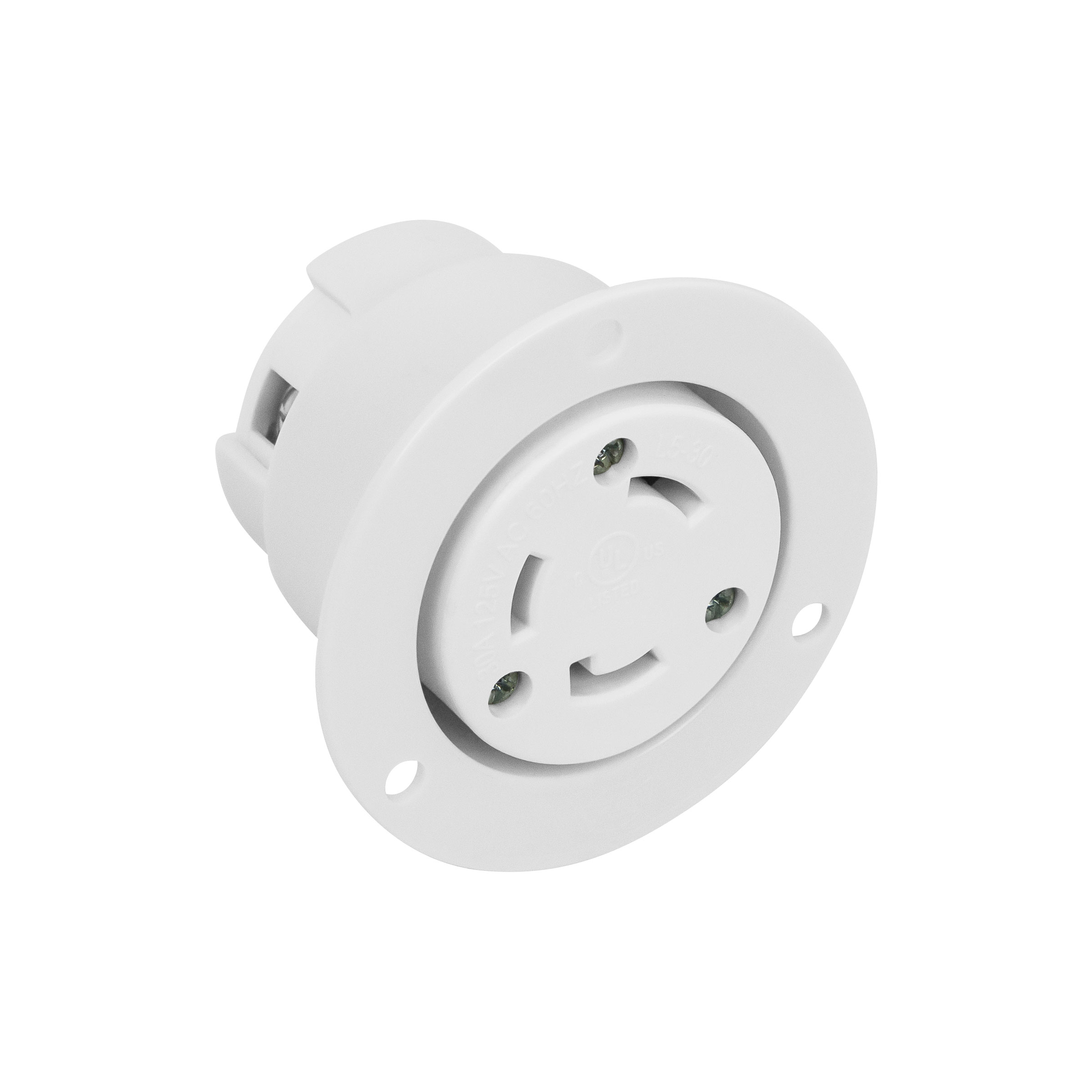 NEMA L5-30 Flanged Outlet Locking Plug Charger Receptacle 30 Amp White