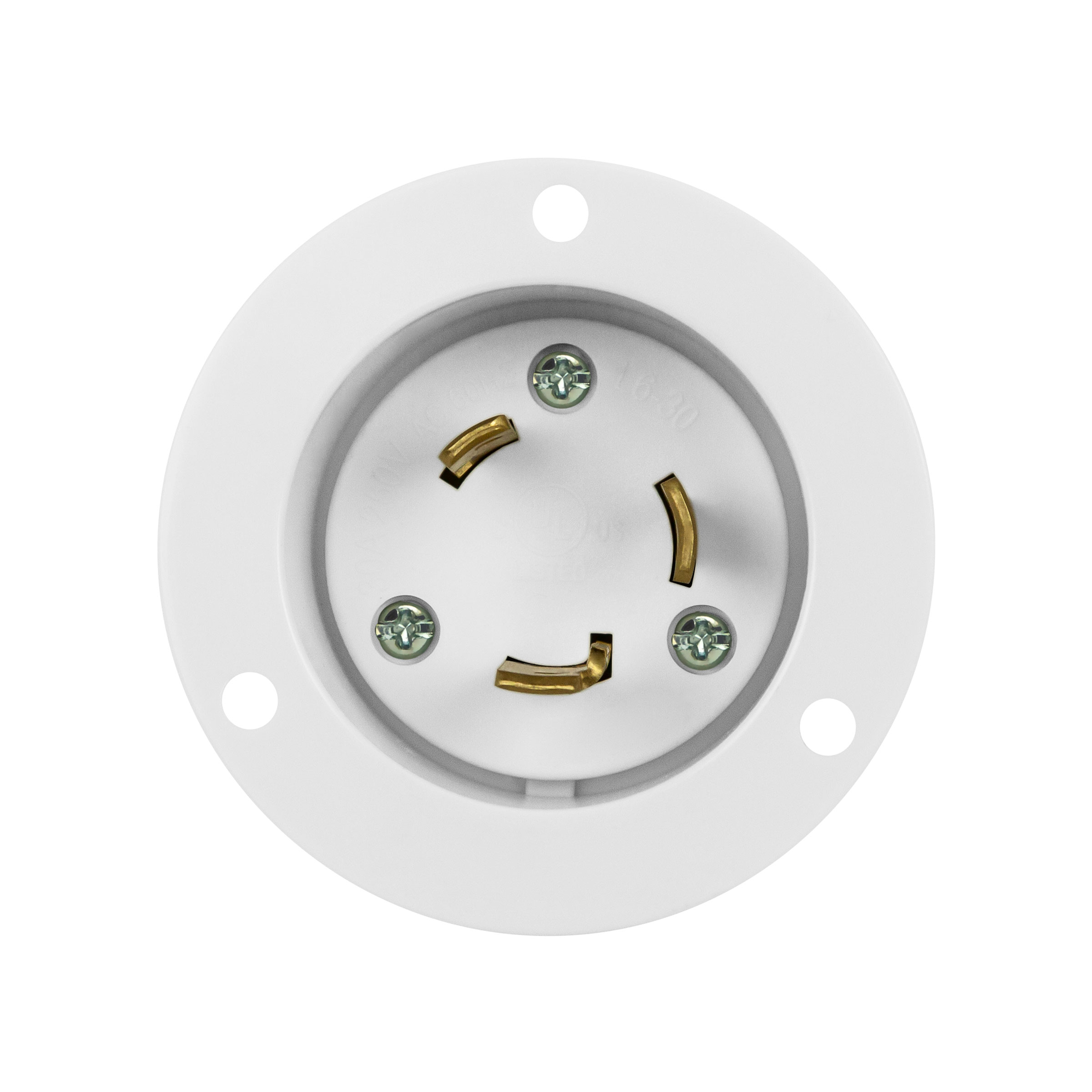 NEMA L6-30 Flanged Inlet Generator Plug Locking Receptacle Socket 30 Amp White