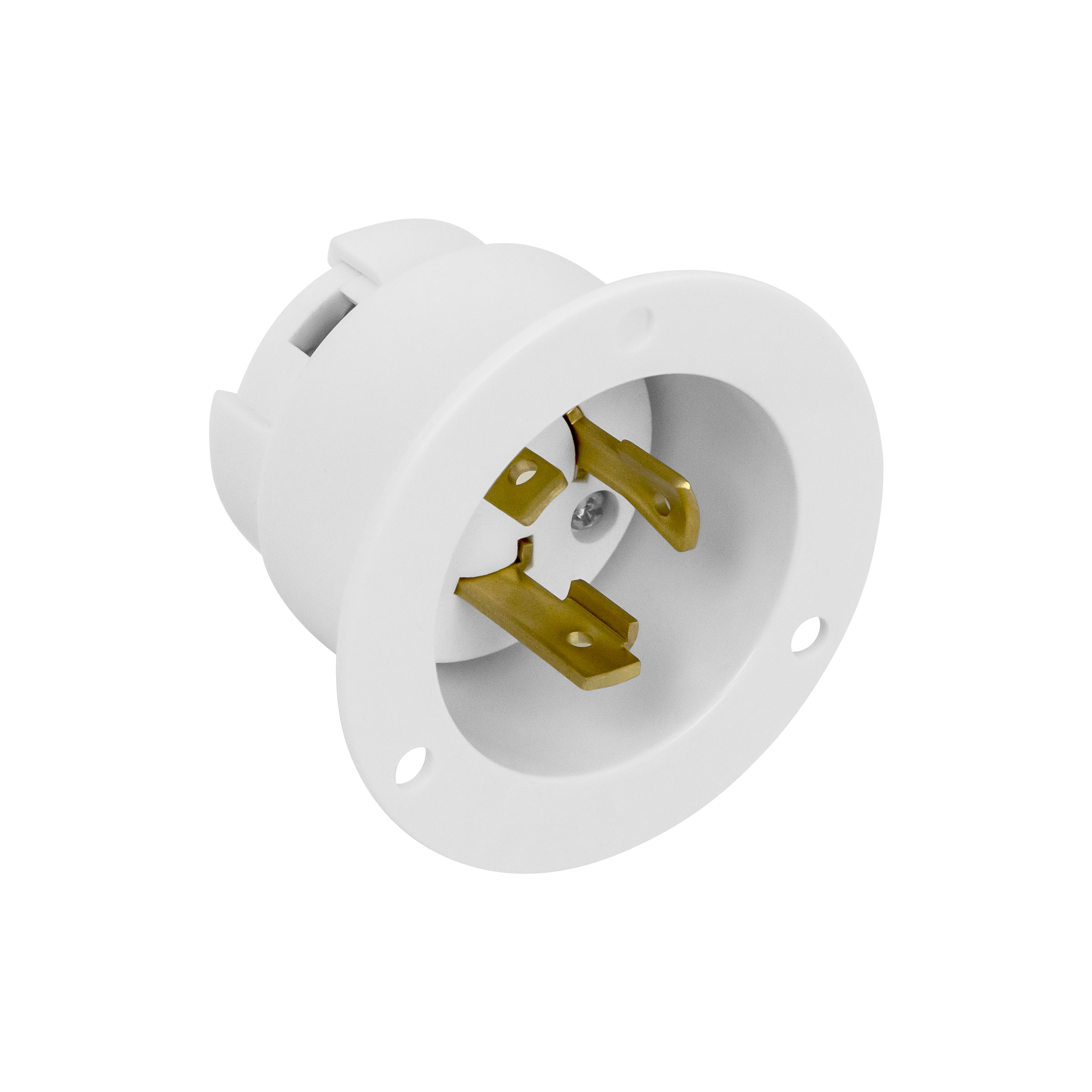 NEMA L6-30 Flanged Inlet Generator Plug Locking Receptacle Socket 30 Amp White