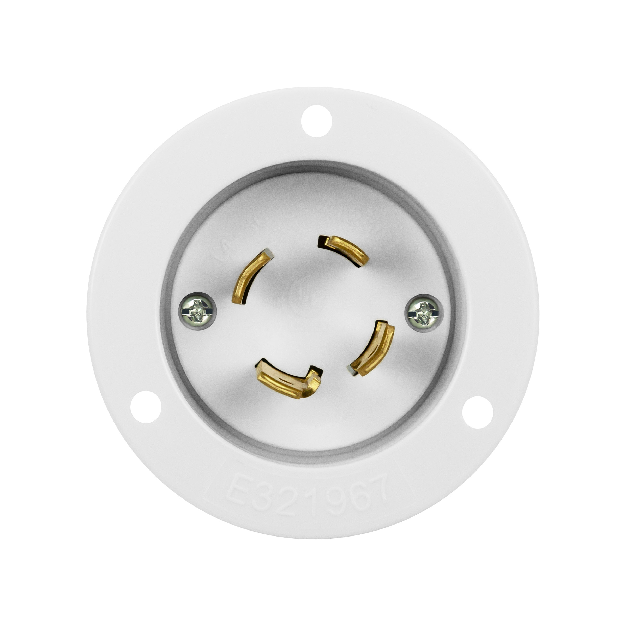 NEMA L14-30 Flanged Inlet Generator Plug Locking Receptacle Socket 30 Amp White