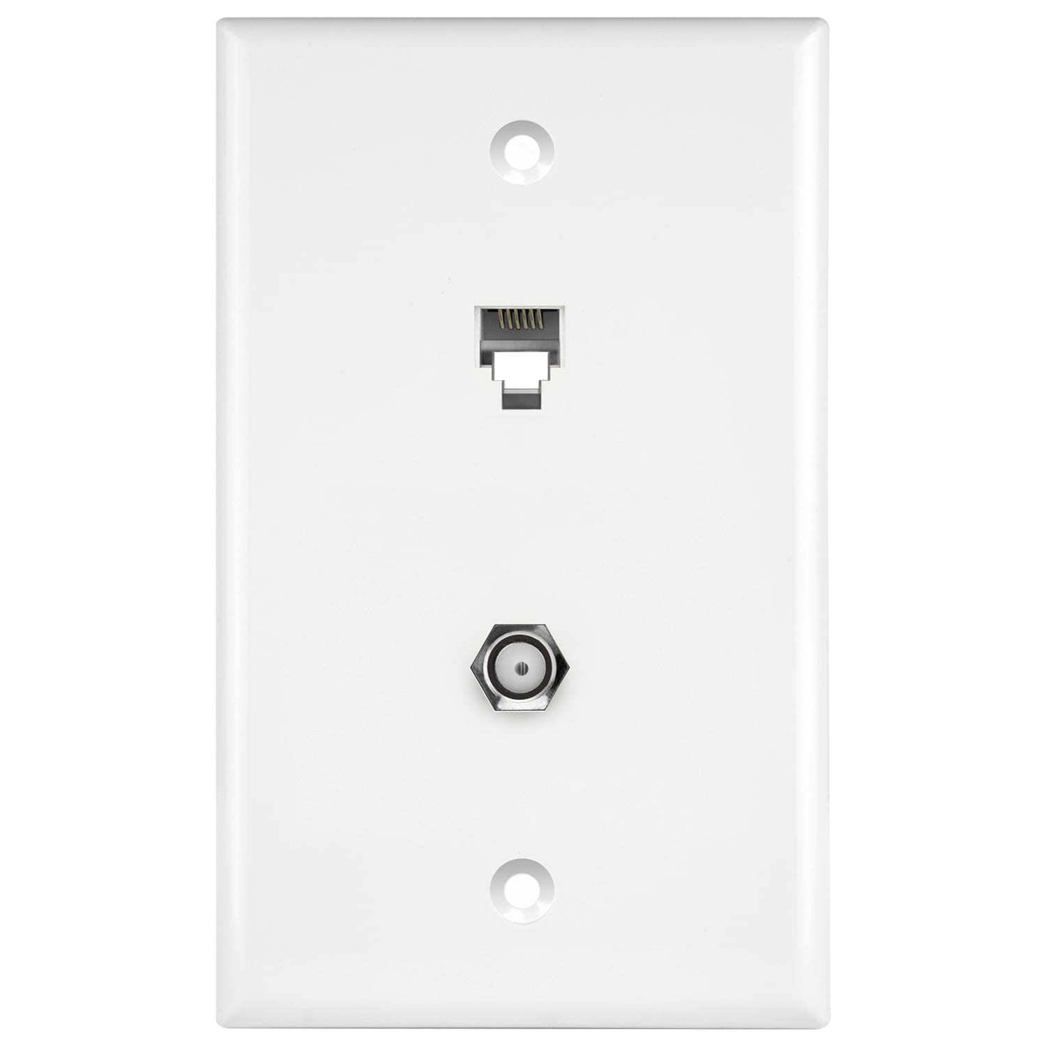1-Gang RJ11 Telephone Jack 6P6C and F-Type Coaxial Cable Wall Plate