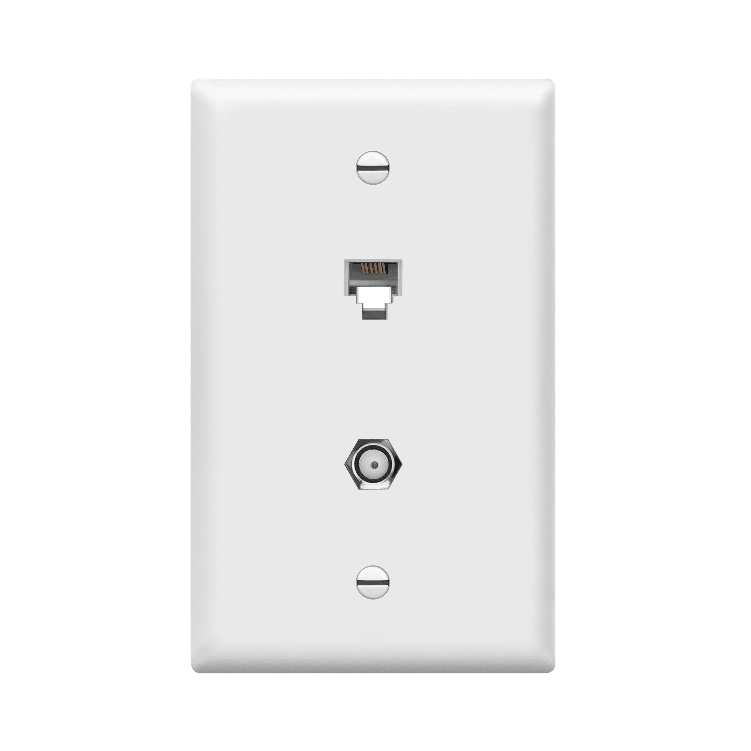 1-Gang RJ11 Telephone Jack 6P6C and F-Type Coaxial Cable Wall Plate