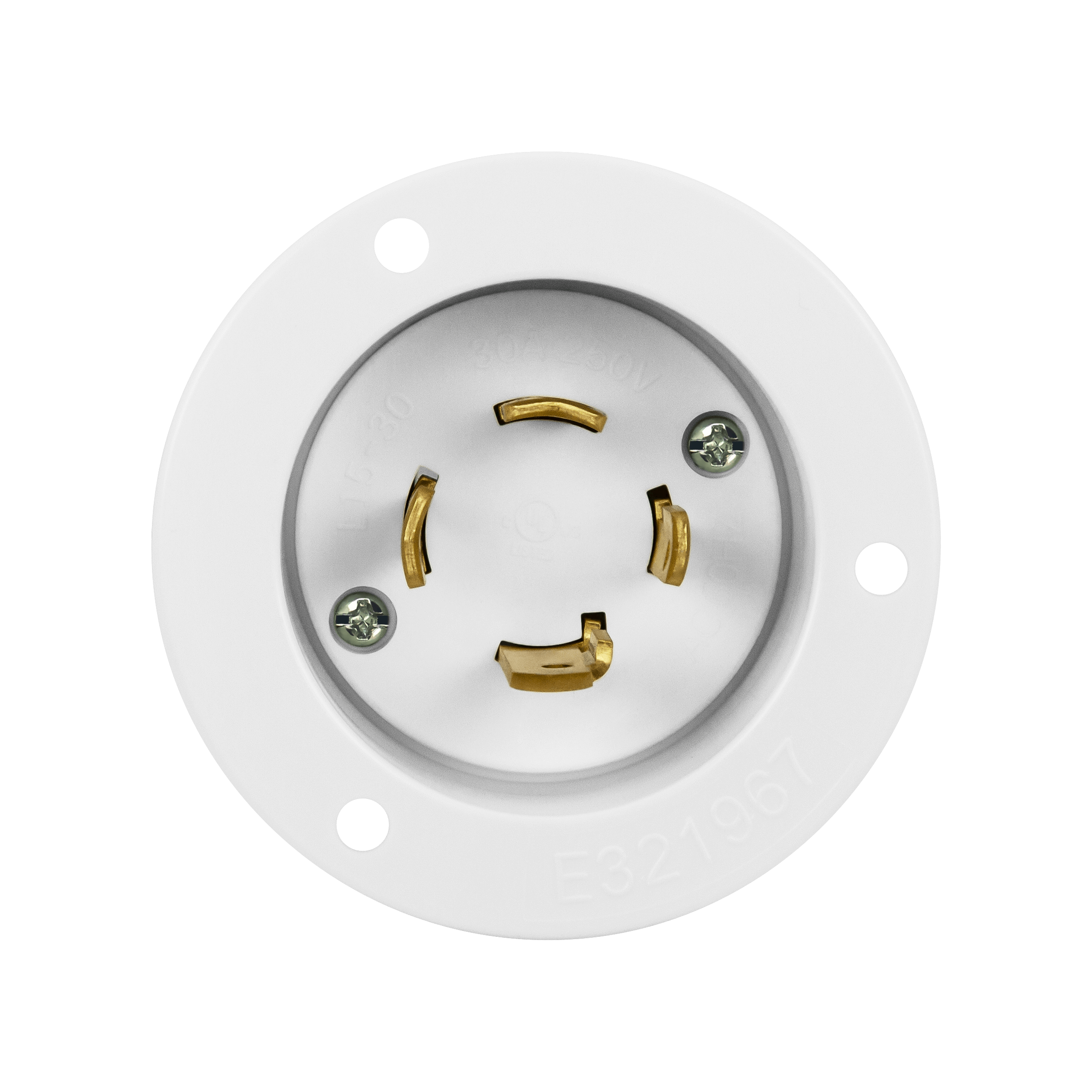NEMA L15-30 Flanged Inlet Generator Plug Locking Receptacle Socket 30 White