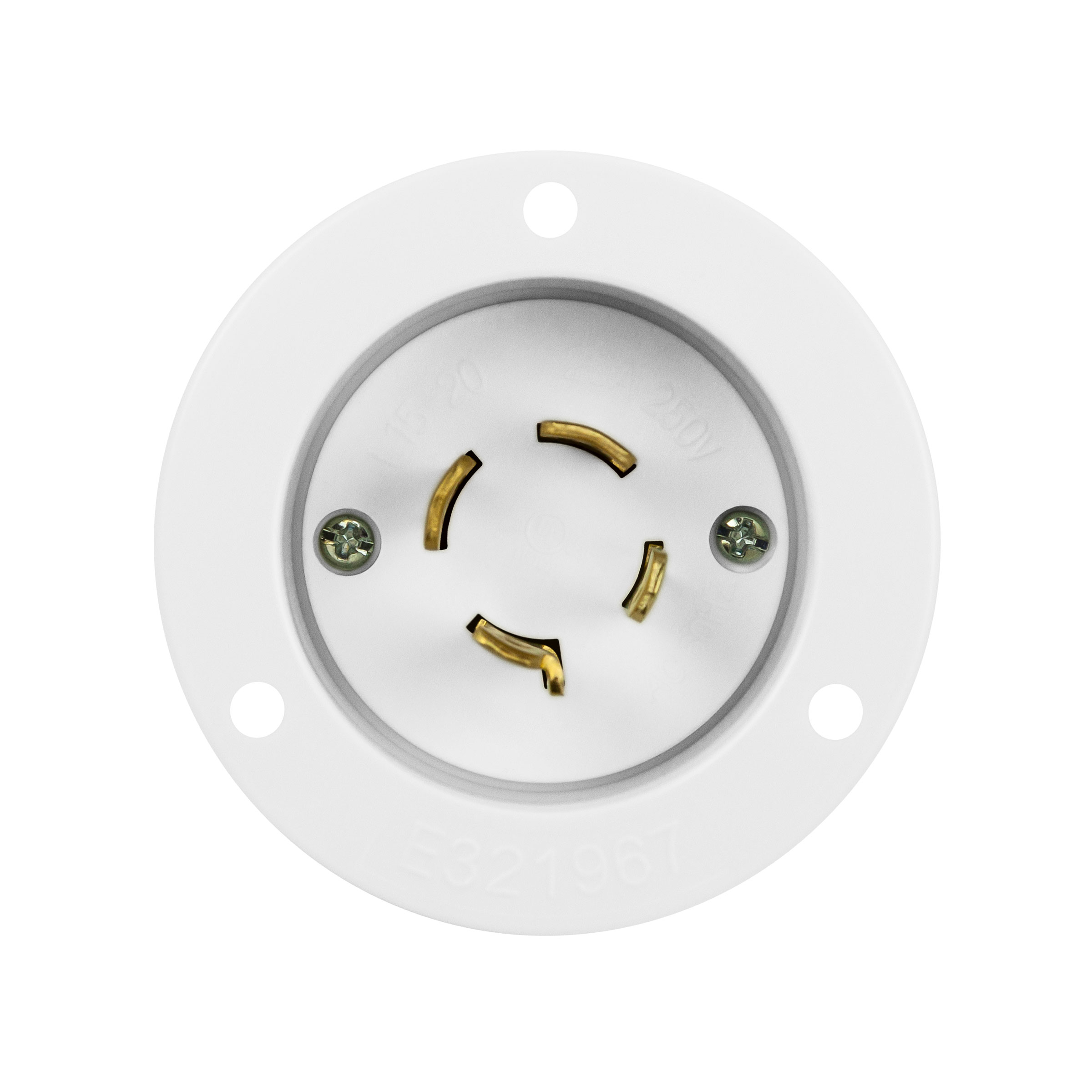 NEMA L15-20 Flanged Inlet Generator Plug Locking Receptacle Socket 20 Amp White