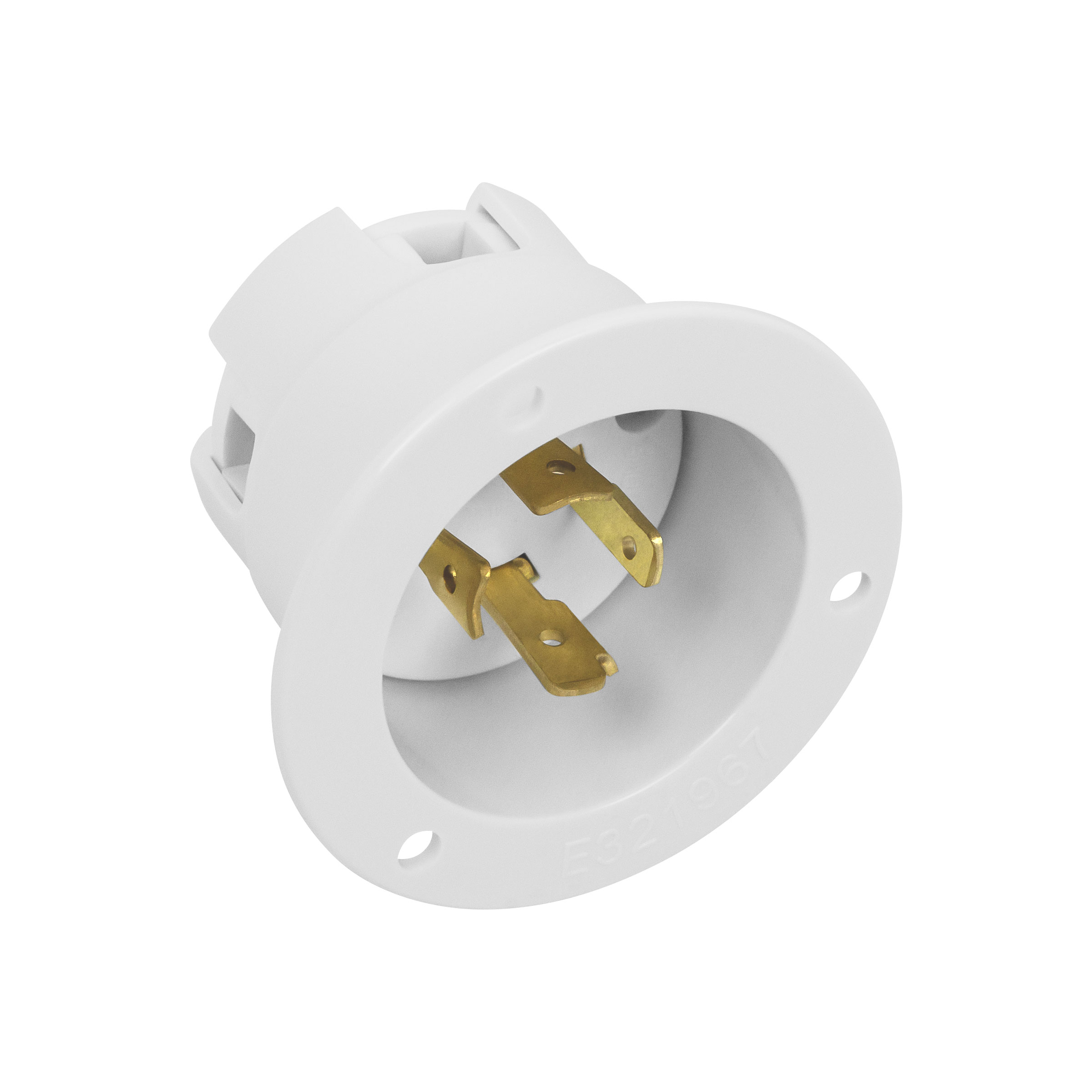 NEMA L15-20 Flanged Inlet Generator Plug Locking Receptacle Socket 20 Amp White