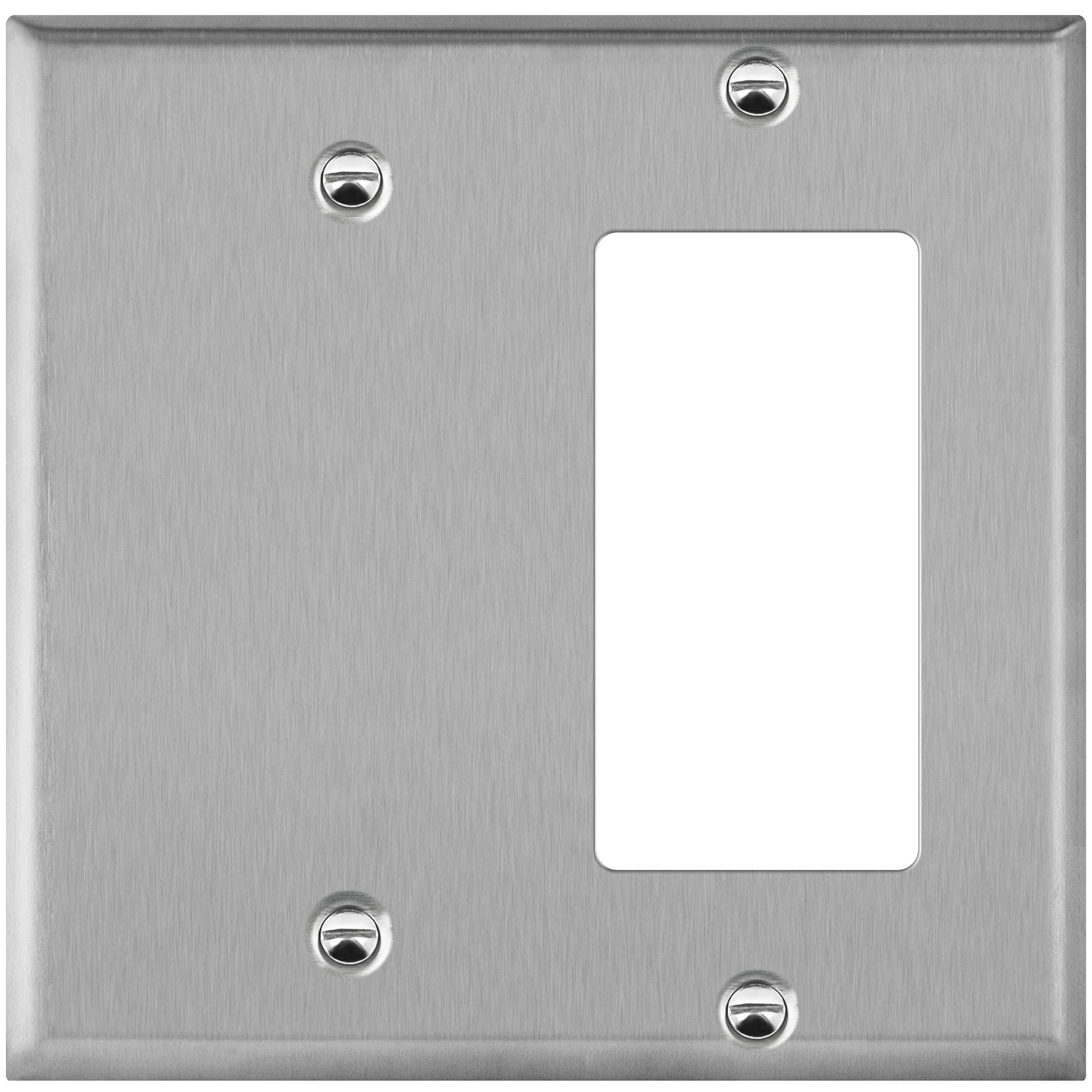 2-Gang Stainless Steel Blank/Decorator Switch Combination Wall Plate