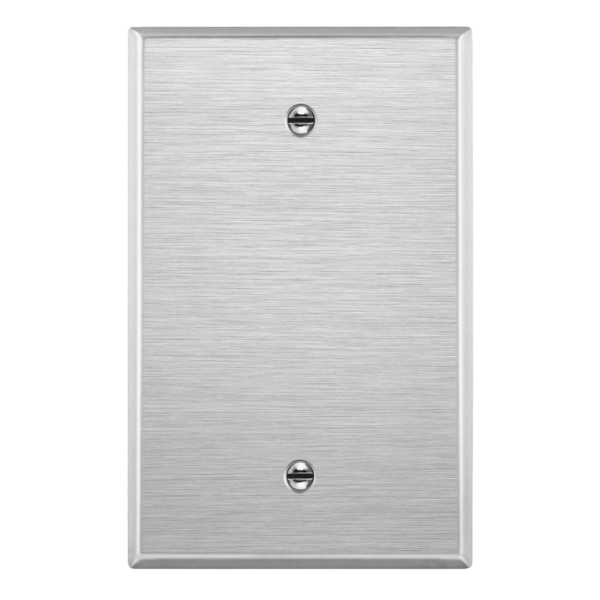 Antimicrobial Blank Stainless Steel Metal Wall Plate, Mid-Size 1-Gang