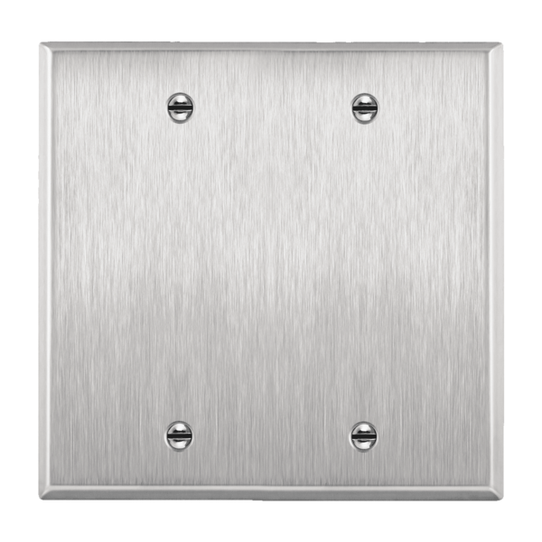 2-Gang Stainless Steel Blank Wall Plate