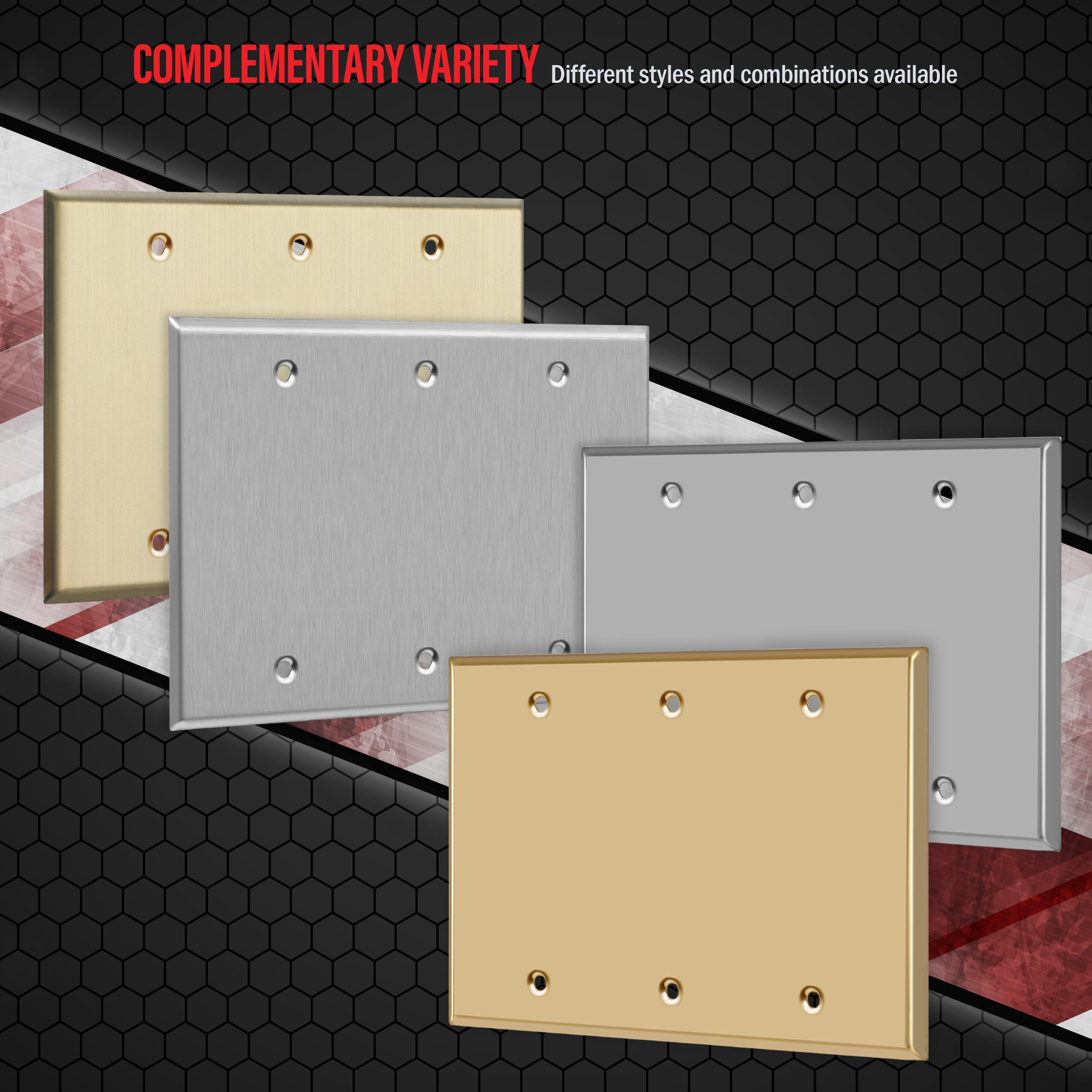 3-Gang Stainless Steel Blank Wall Plate