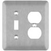 Combination Toggle Switch and Duplex Receptacle Metal Wall Plate