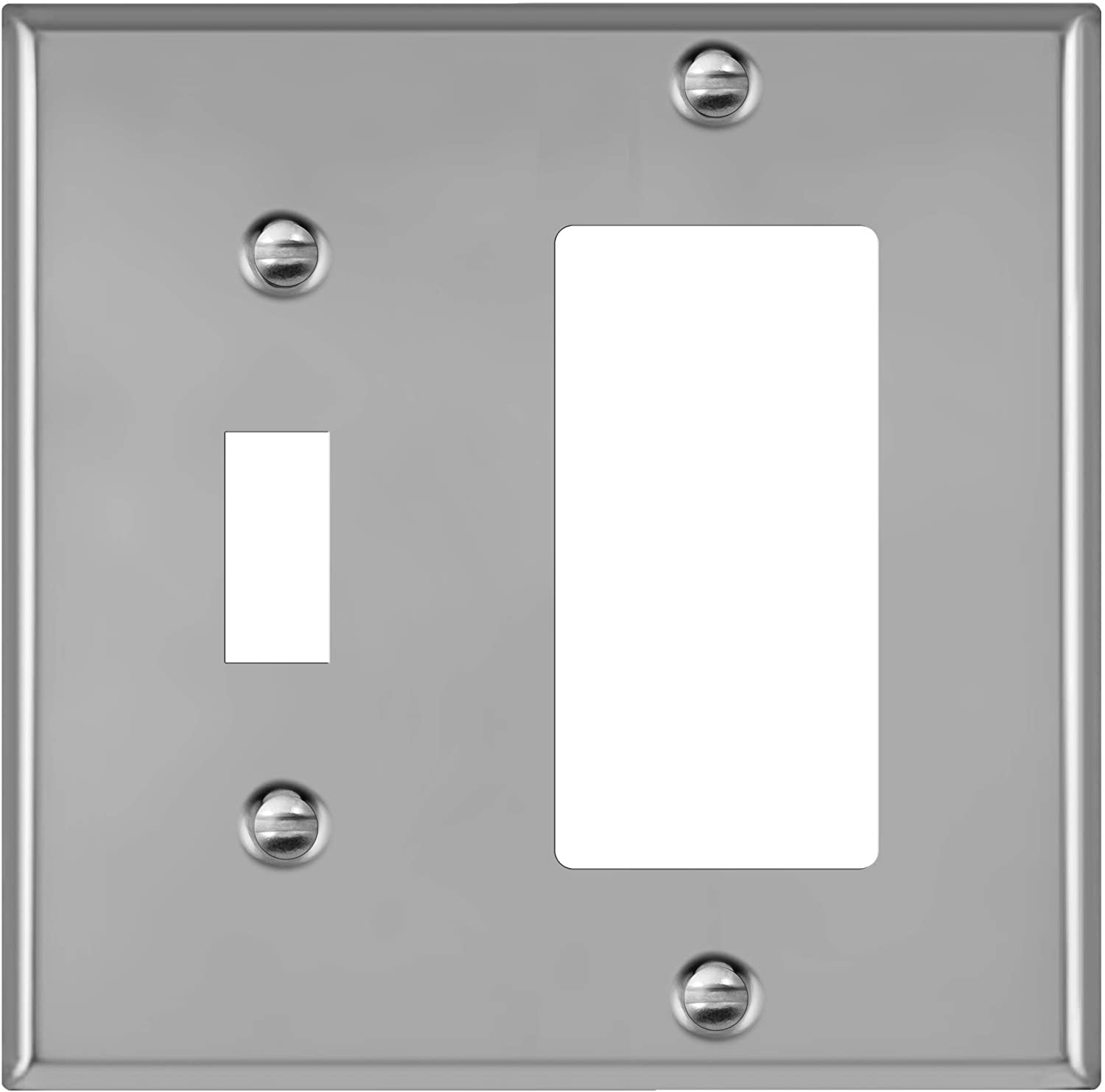 2-Gang Metal Toggle Switch/Decorator Outlet Combination Wall Plate Polished Chrome