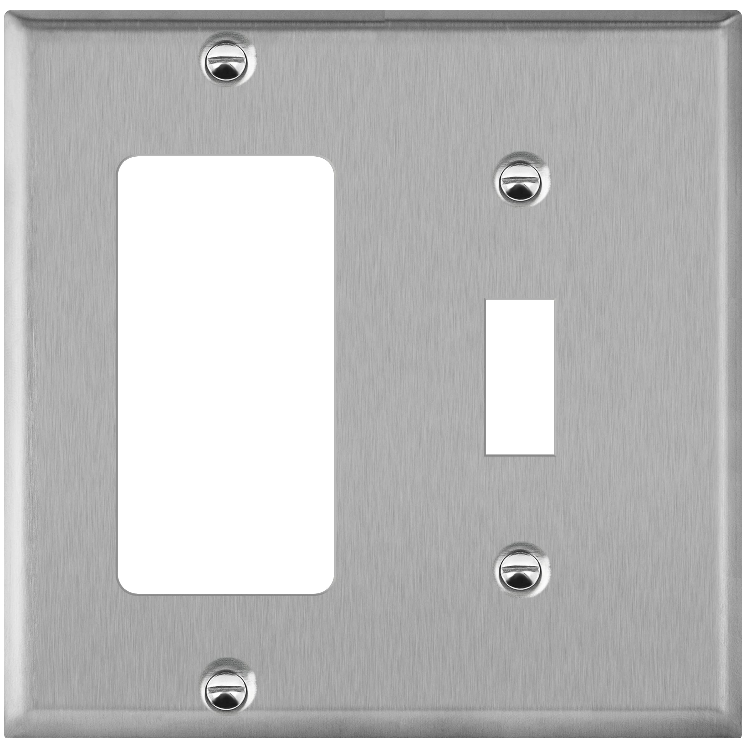 2-Gang Metal Toggle Switch/Decorator Outlet Combination Wall Plate