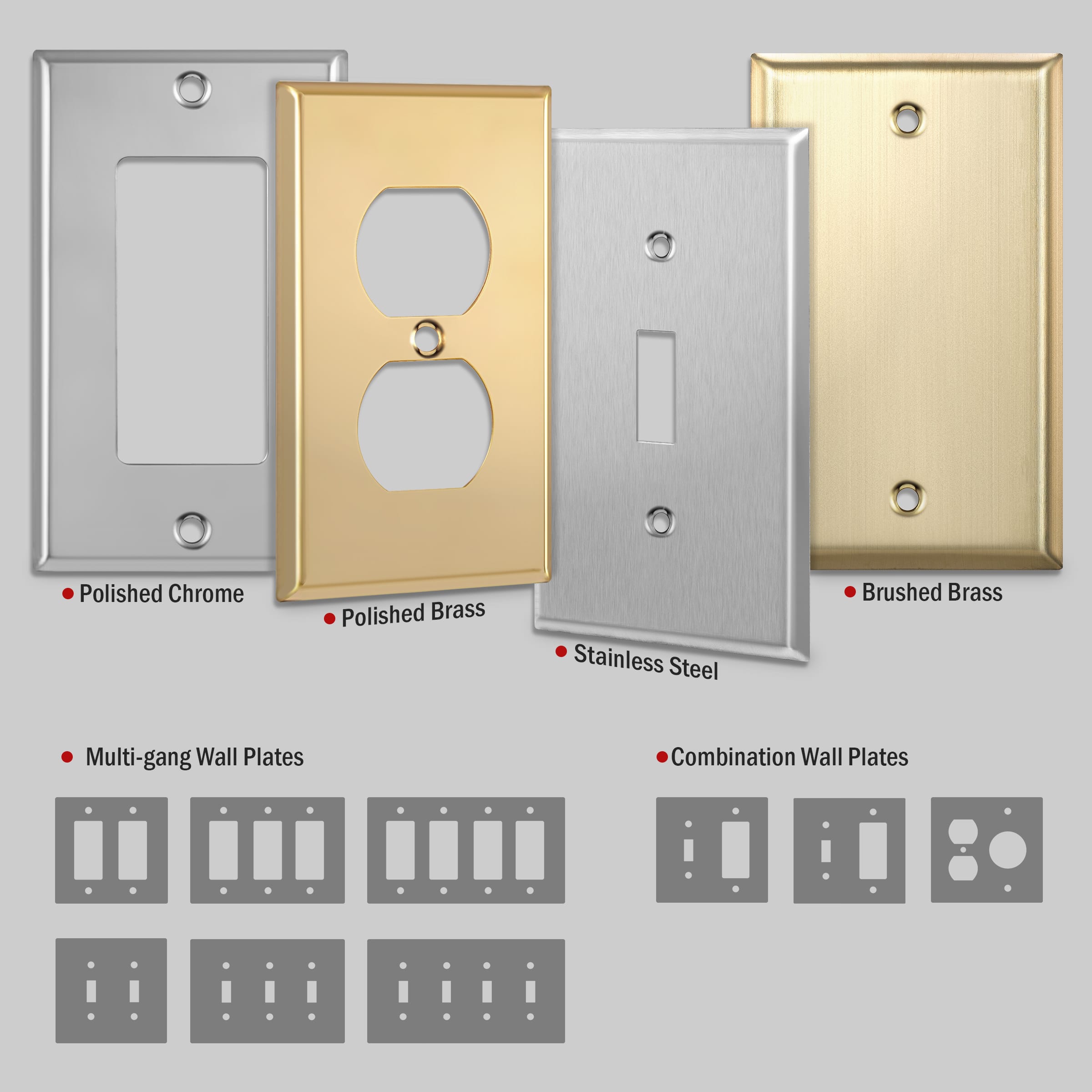 2-Gang Metal Toggle Switch/Decorator Outlet Combination Wall Plate
