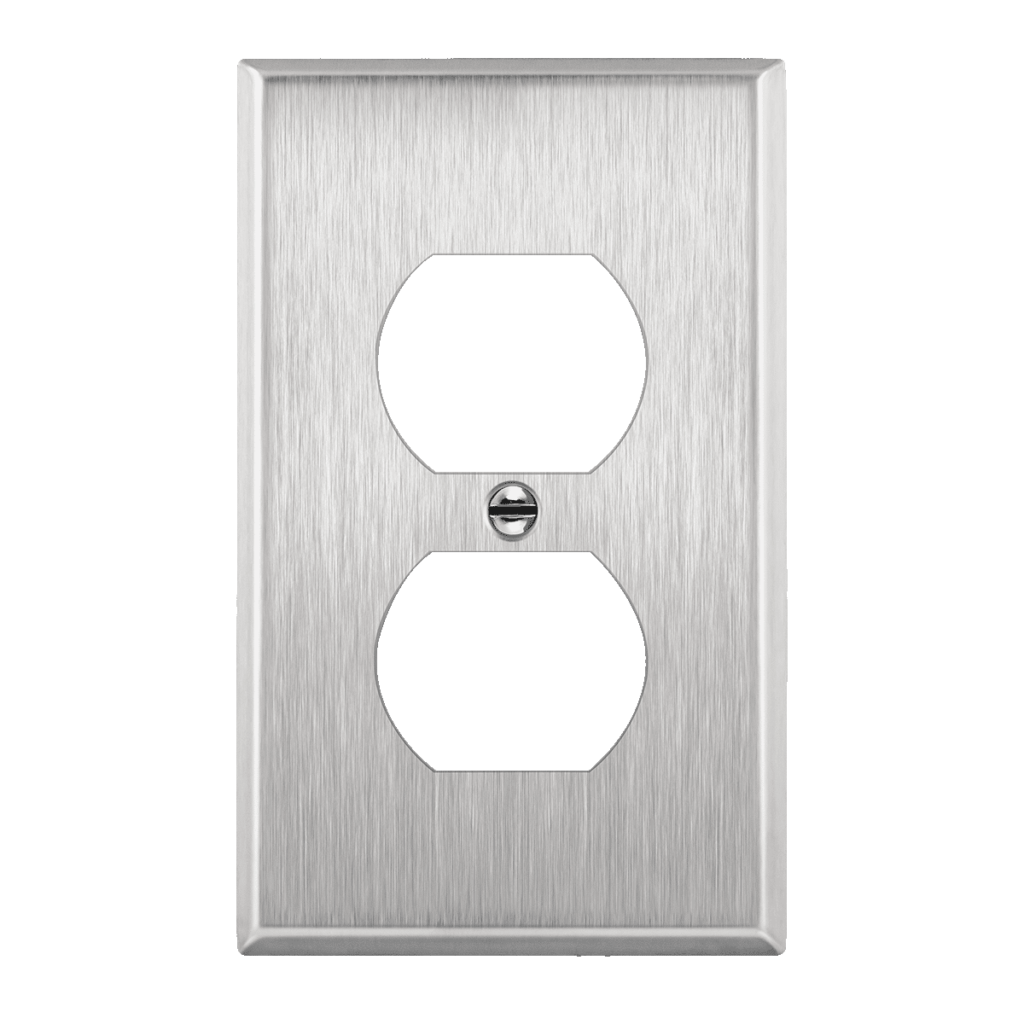 1-Gang Stainless Steel Duplex Outlet Wall Plate