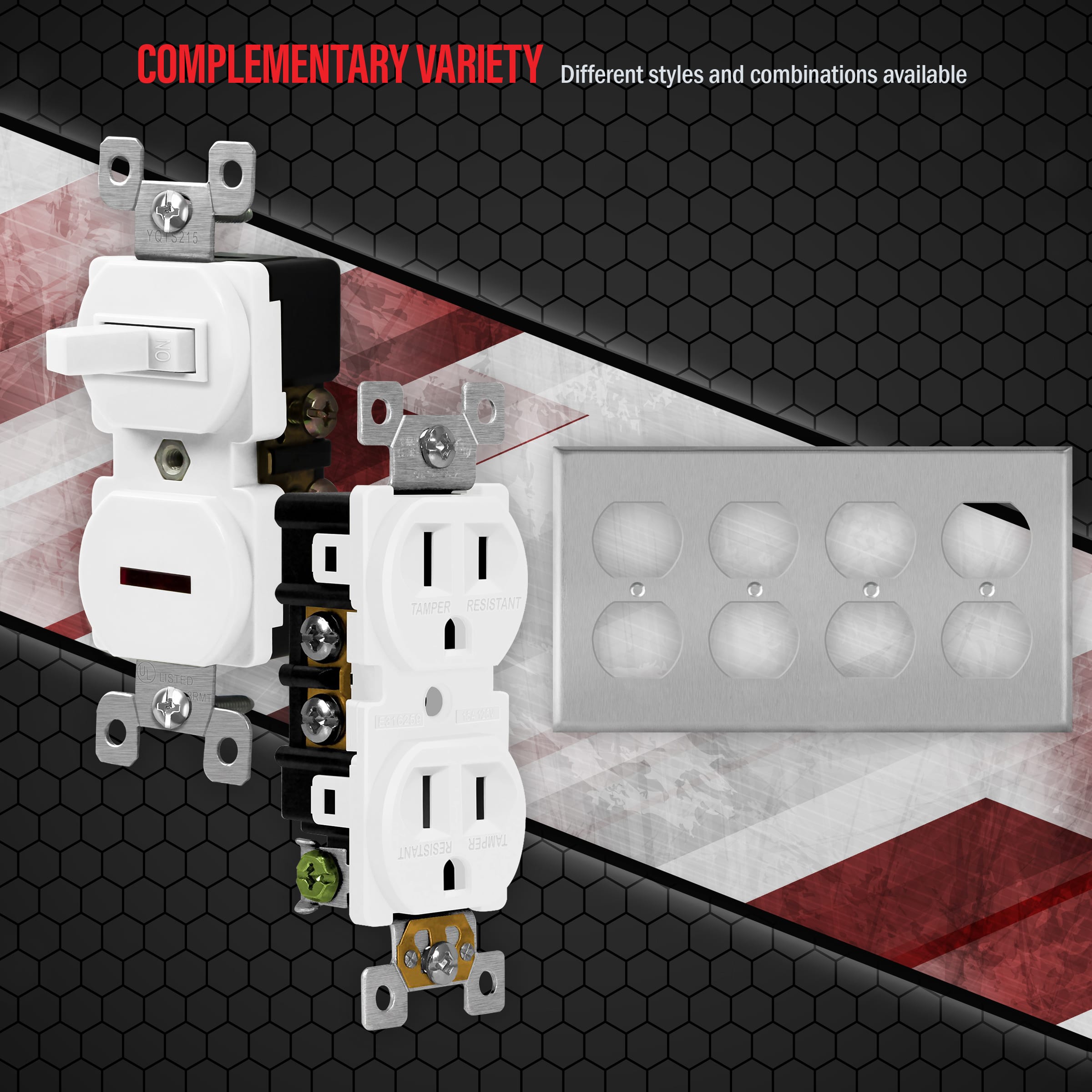 4-Gang Stainless Steel Duplex Outlet Wall Plate