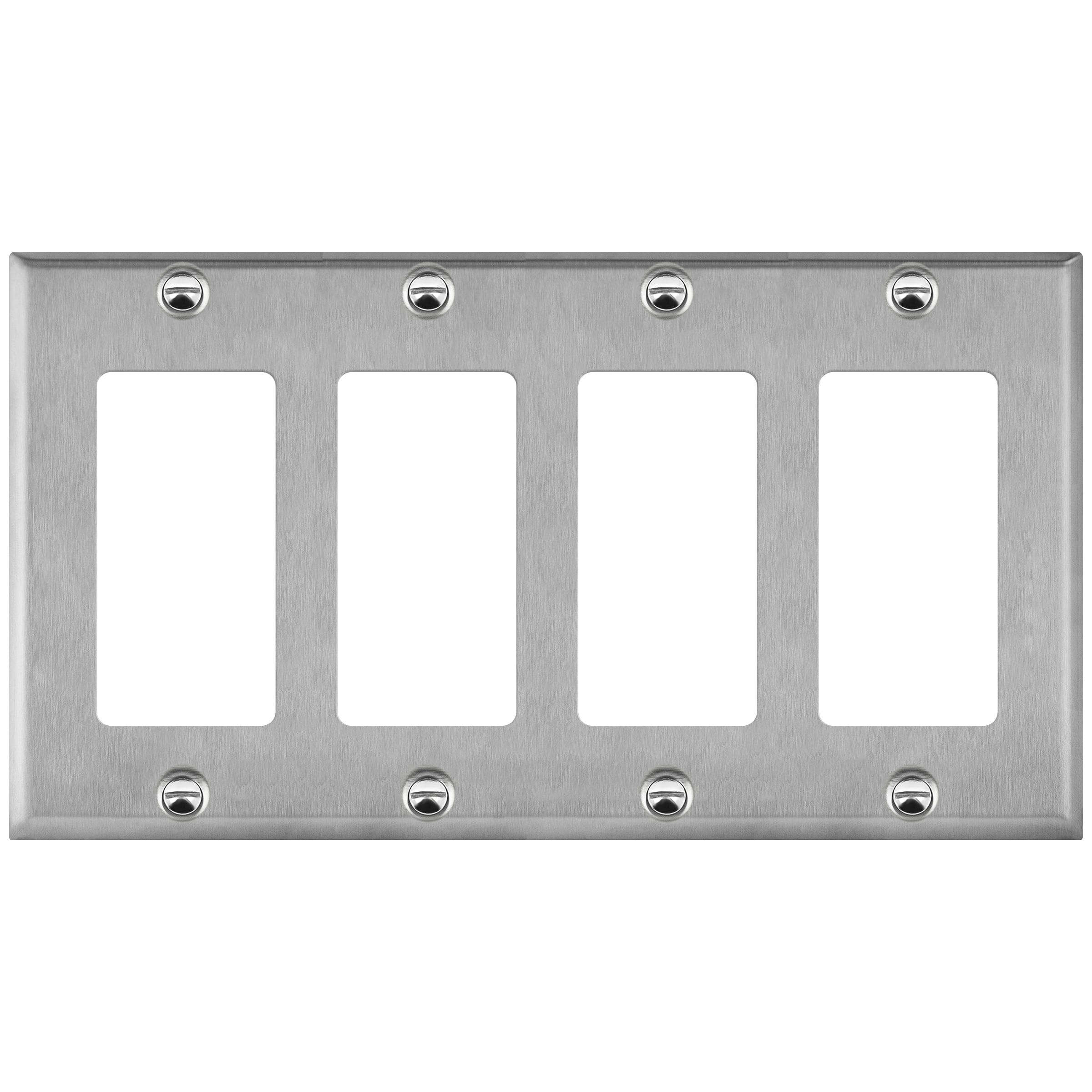4-Gang Metal Decorator Outlet Wall Plate