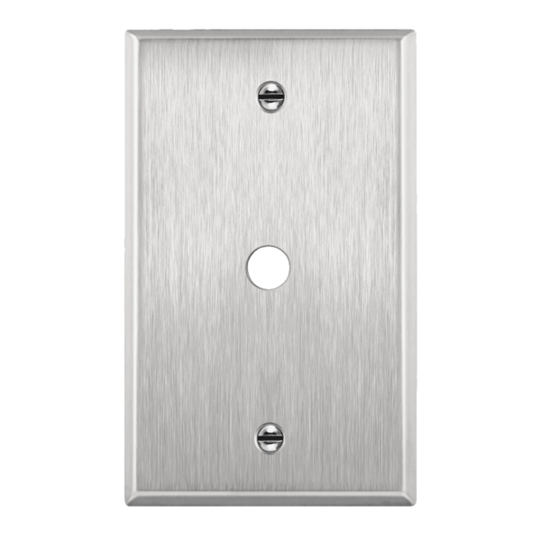 1-Gang Stainless Steel 0.406" Hole Phone Cable Wall Plate