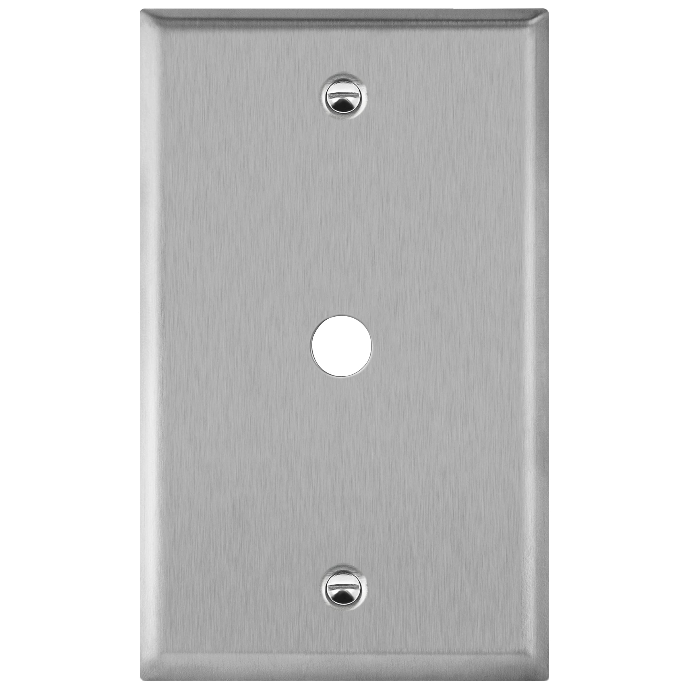 1-Gang Stainless Steel 0.406" Hole Phone Cable Wall Plate