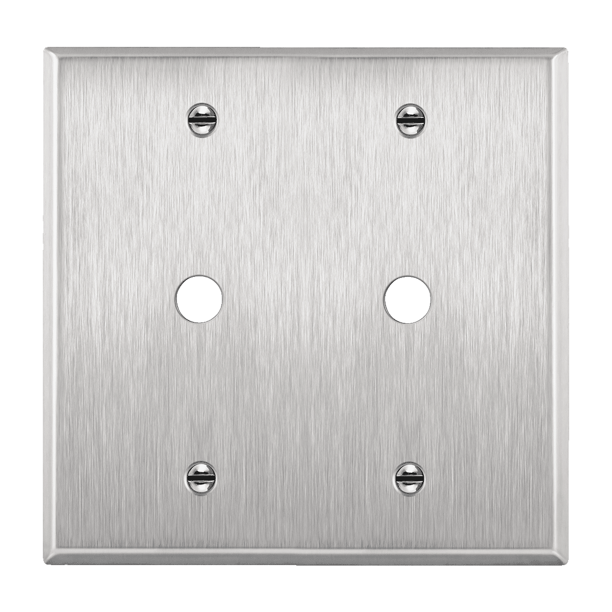 2-Gang Stainless Steel Double 0.406" Hole Phone Cable Wall Plate