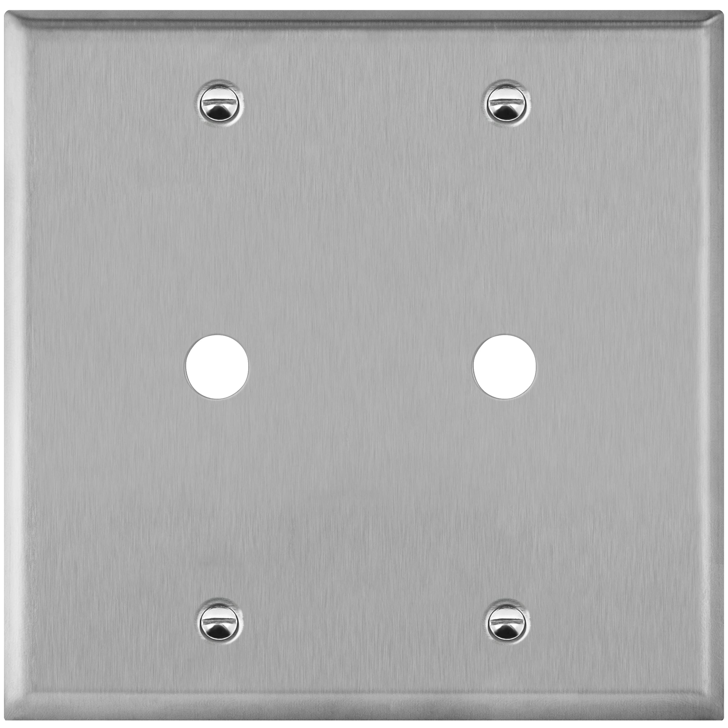 2-Gang Stainless Steel Double 0.406" Hole Phone Cable Wall Plate