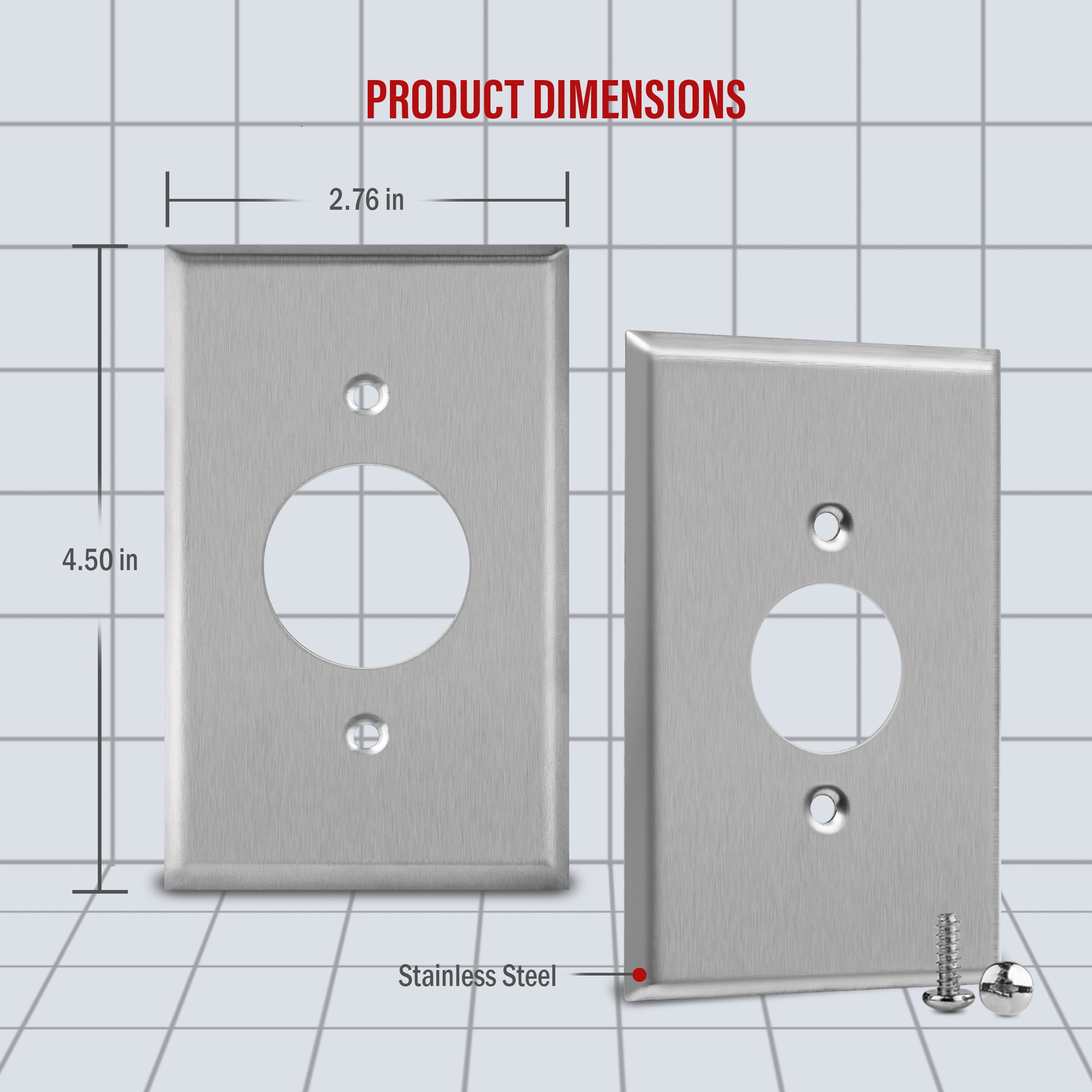 1-Gang Stainless Steel 1.406" Hole Receptacle Wall Plate