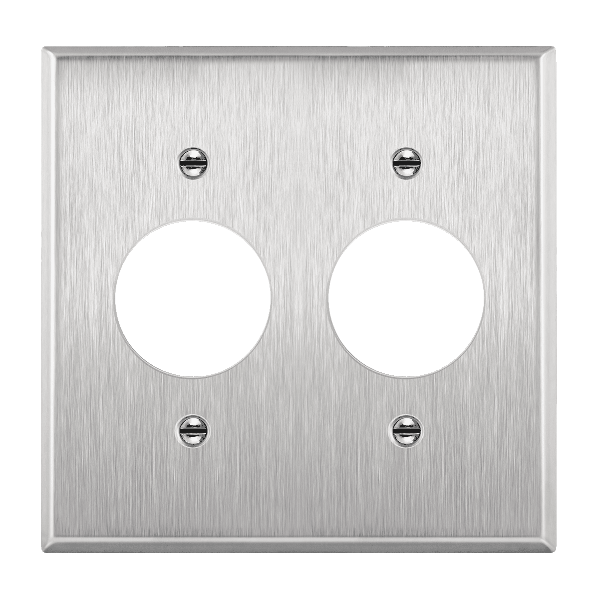 2-Gang Stainless Steel Double 1.406" Hole Receptacle Wall Plate