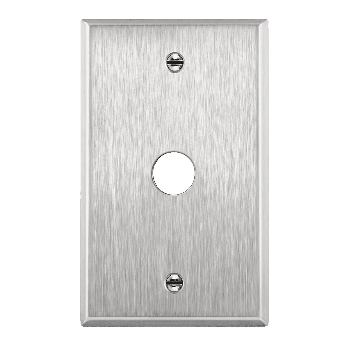1-Gang Stainless Steel 0.625" Hole Phone Cable Wall Plate