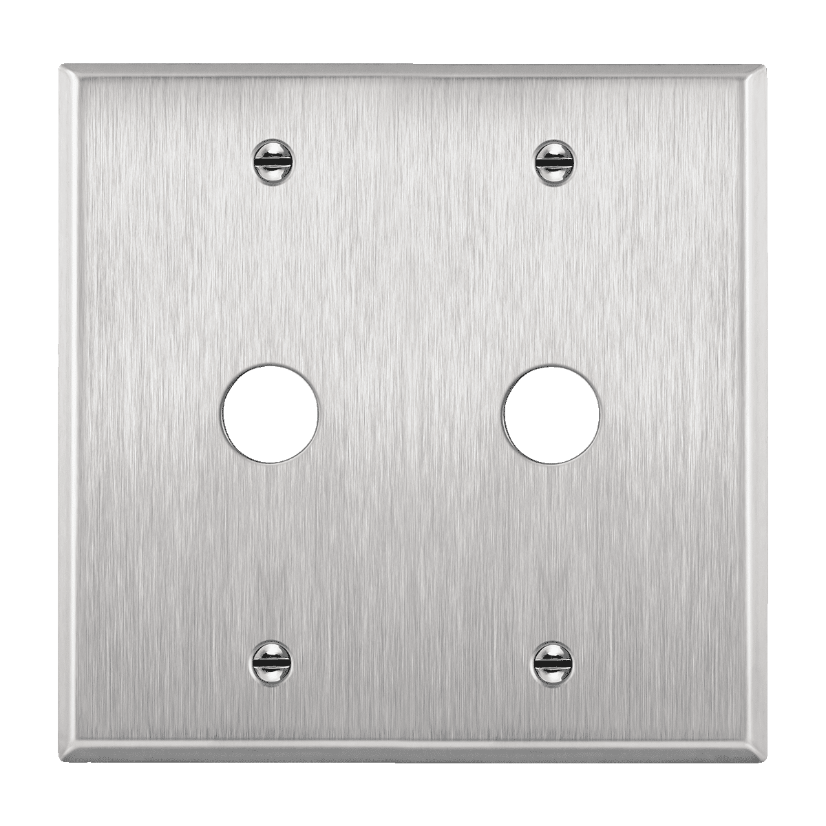 2-Gang Stainless Steel Double 0.625" Hole Phone Cable Wall Plate