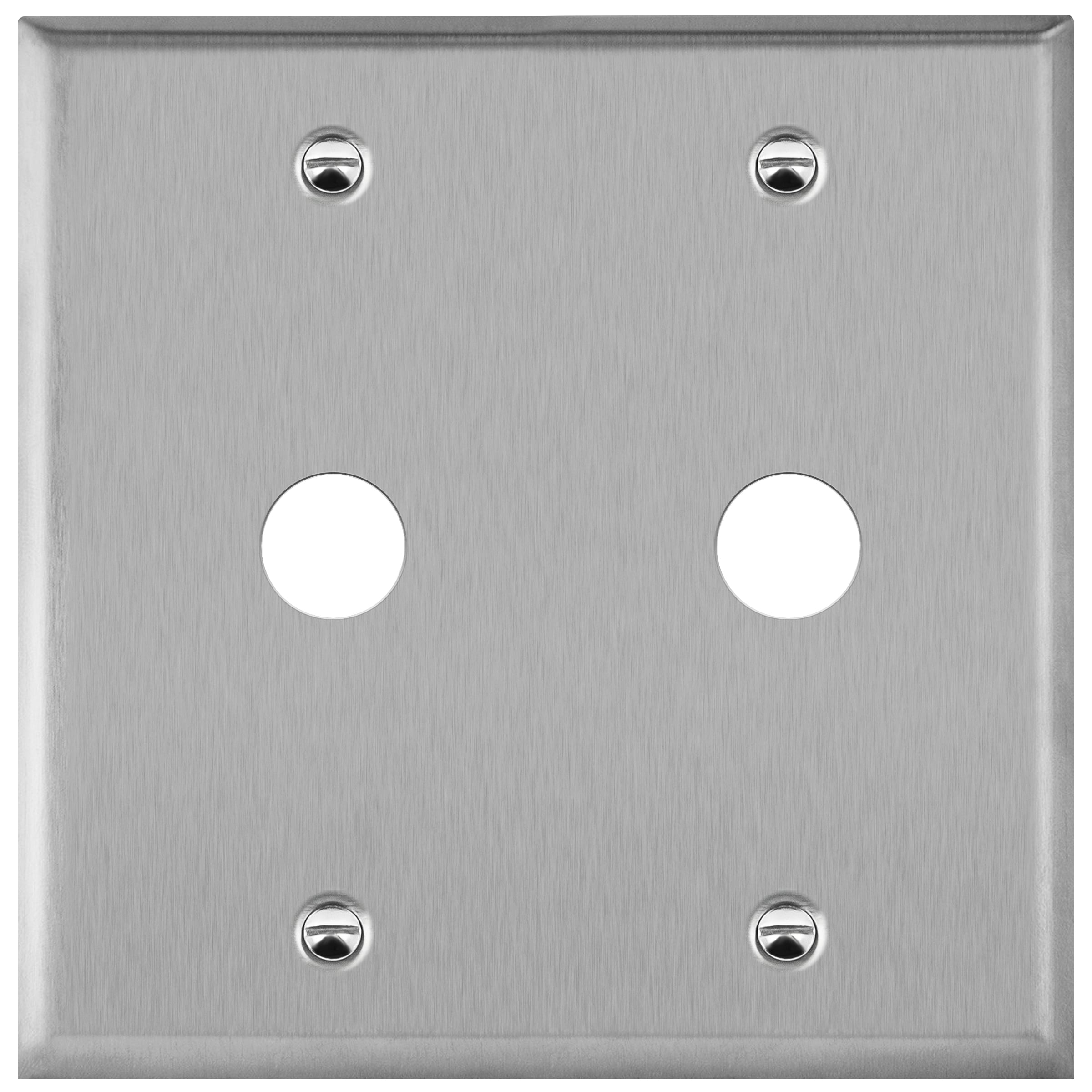 2-Gang Stainless Steel Double 0.625" Hole Phone Cable Wall Plate