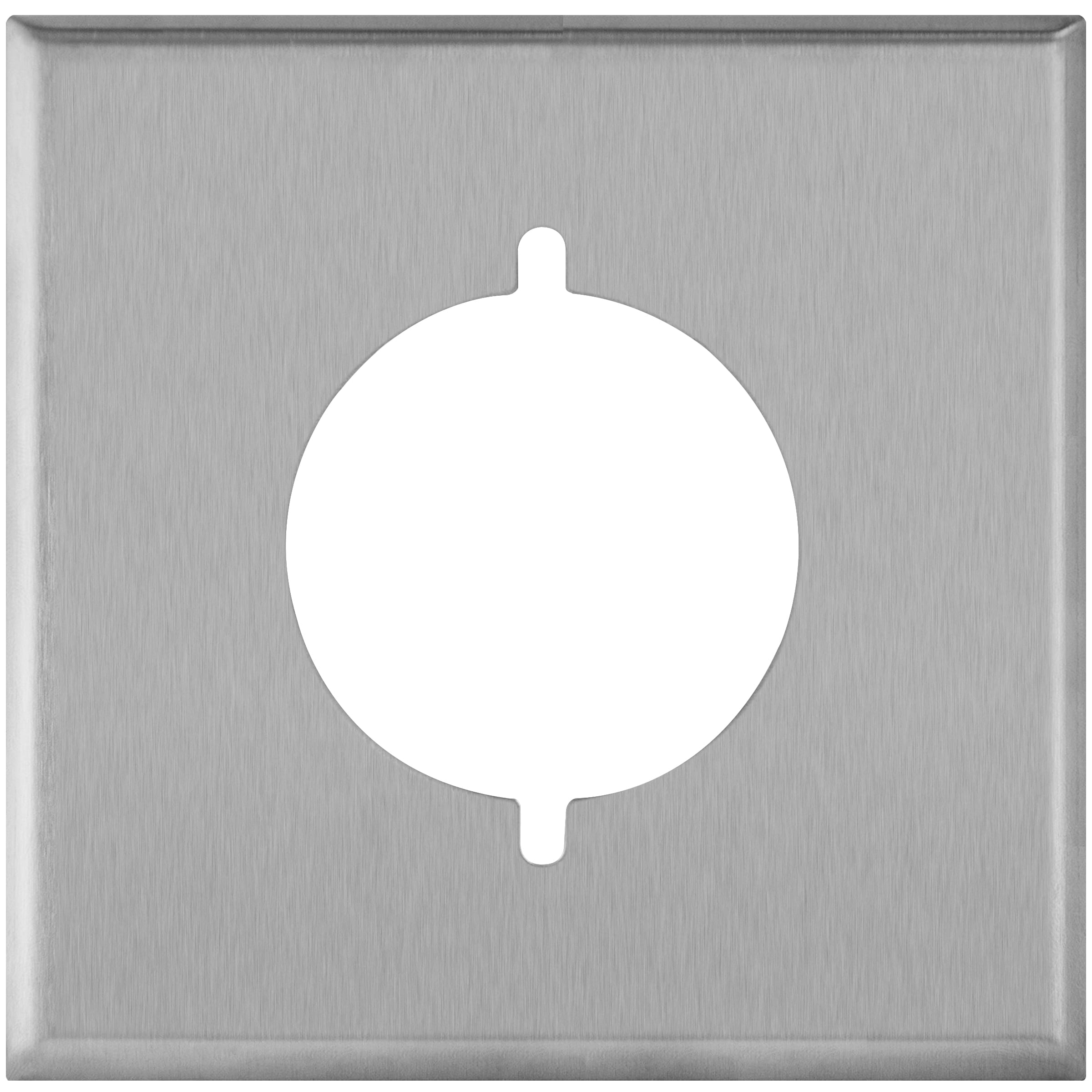 2-Gang Stainless Steel 2.125" Hole Receptacle Wall Plate