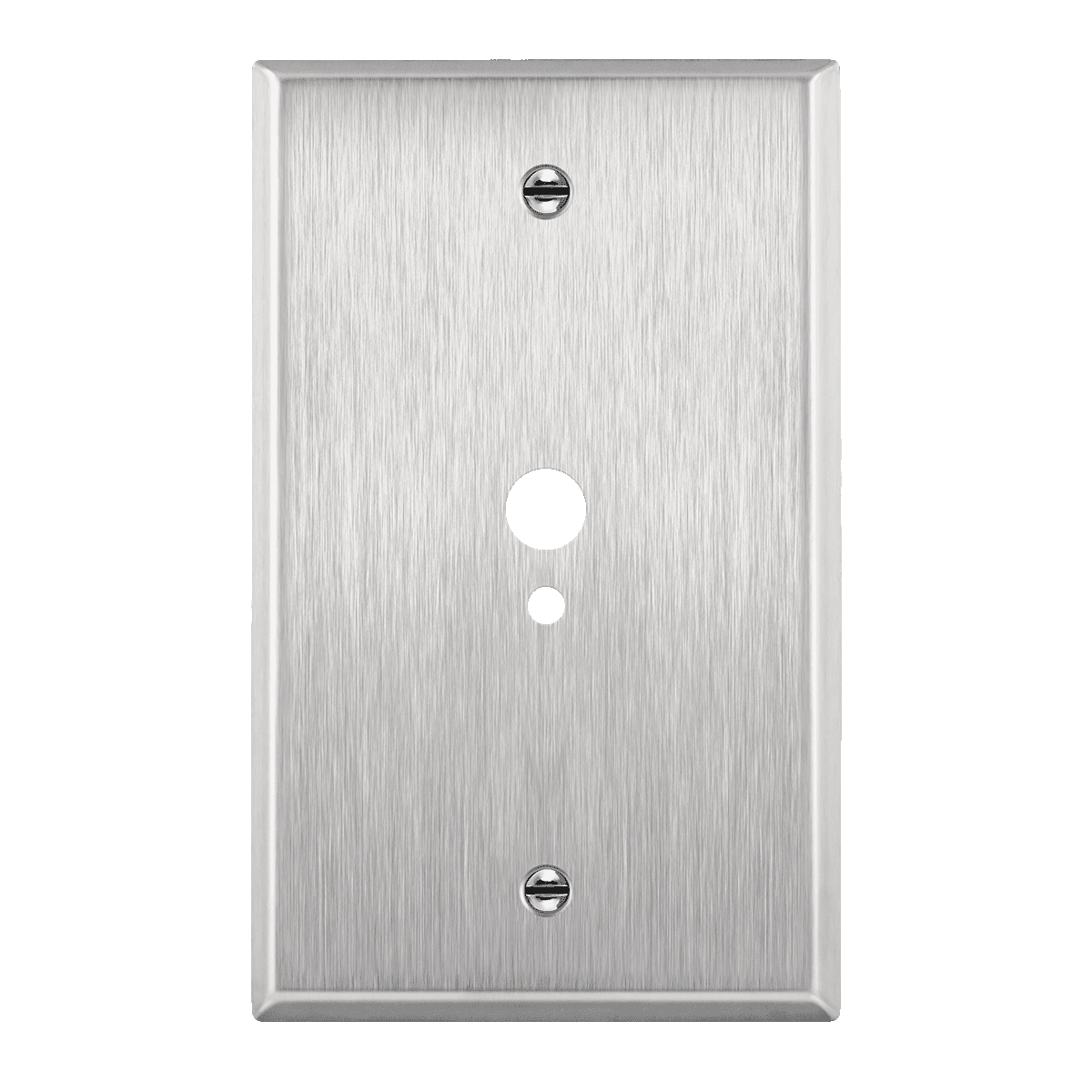 1-Gang Stainless Steel 0.374" and 0.177" Hole Phone Cable Wall Plate