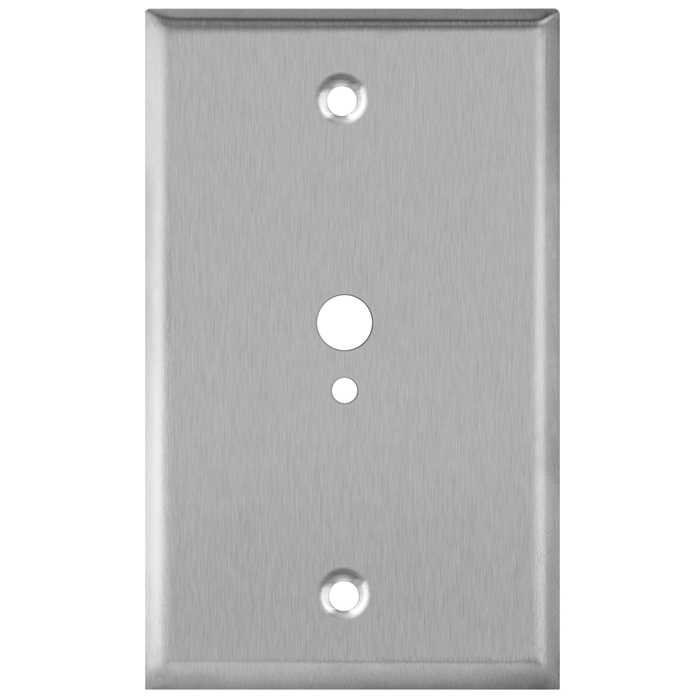 1-Gang Stainless Steel 0.374" and 0.177" Hole Phone Cable Wall Plate