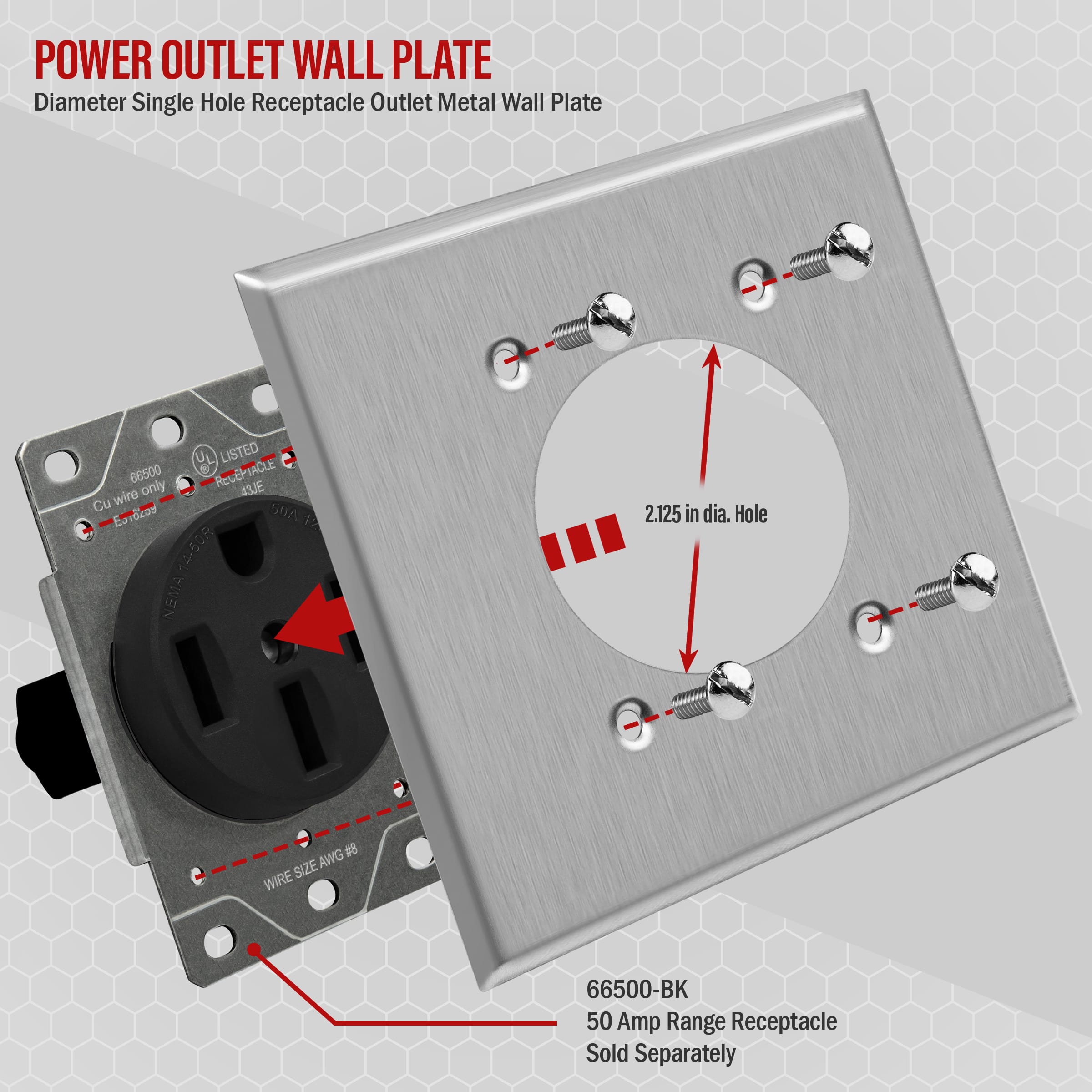 2-Gang Stainless Steel 2.125" Hole Receptacle Wall Plate 7792