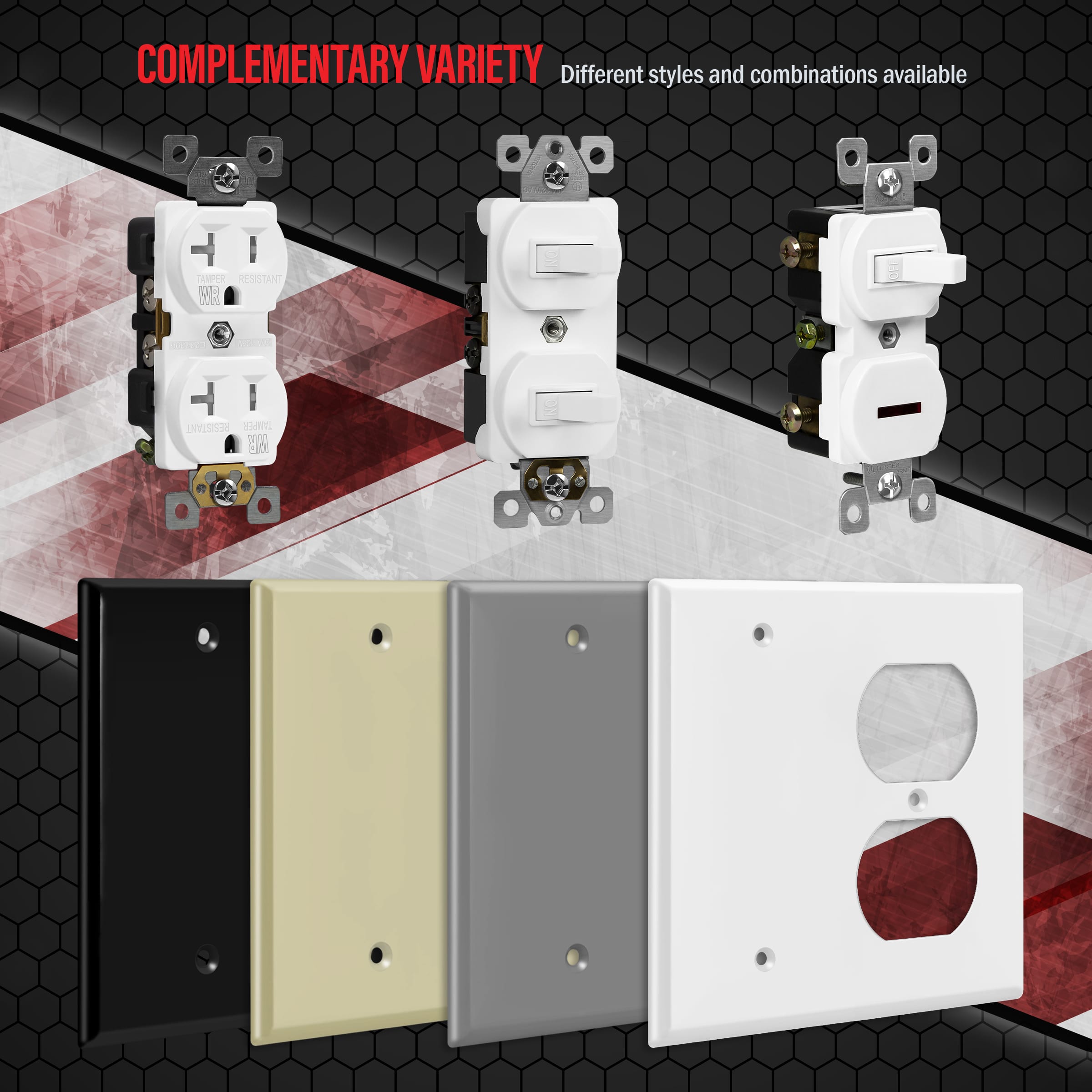 2-Gang Duplex Outlet/Blank Combination Wall Plate