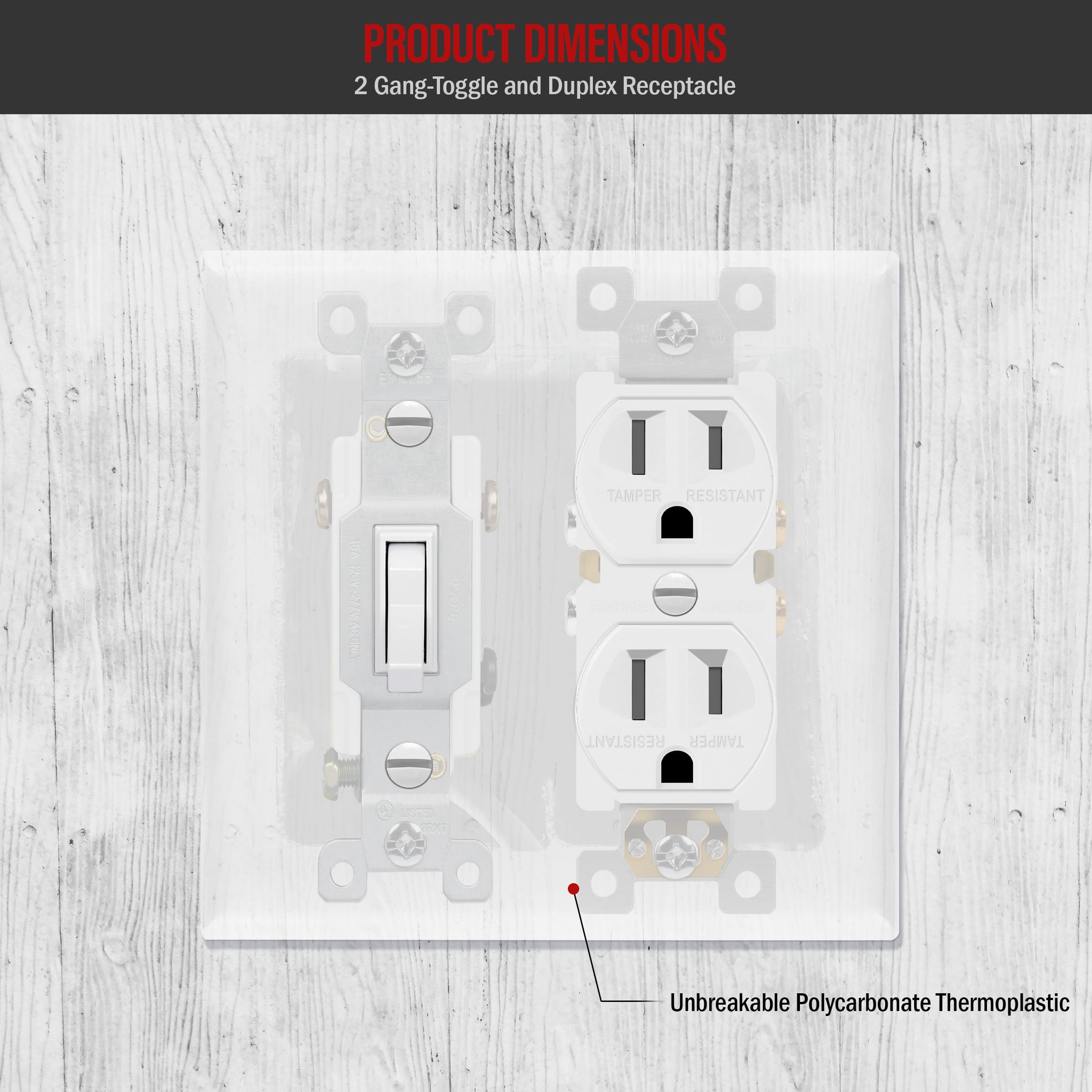 2-Gang Midsize Toggle Switch/Duplex Outlet Combination Wall Plate