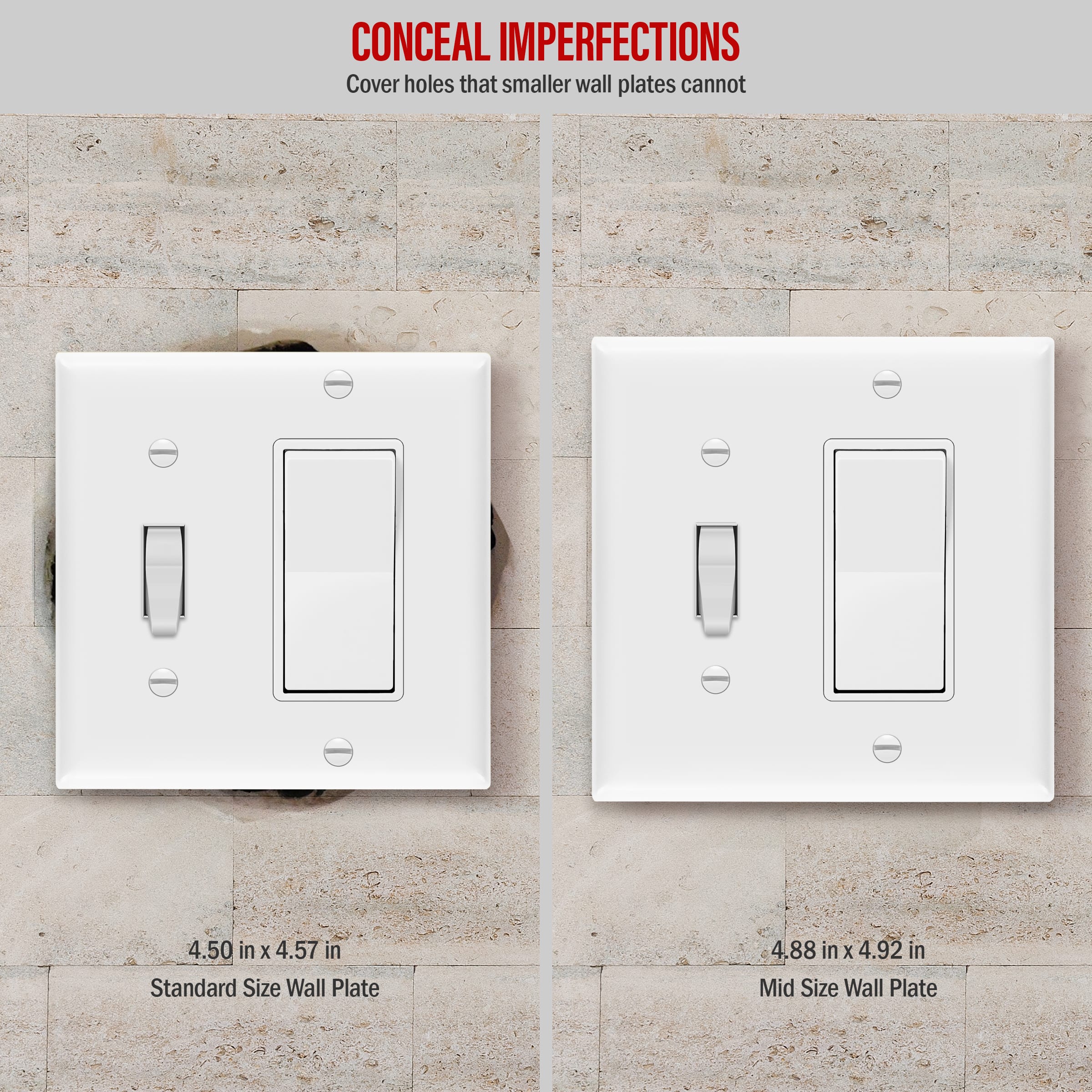 2-Gang Midsized Toggle Switch/Decorator Outlet Combination Wall Plate