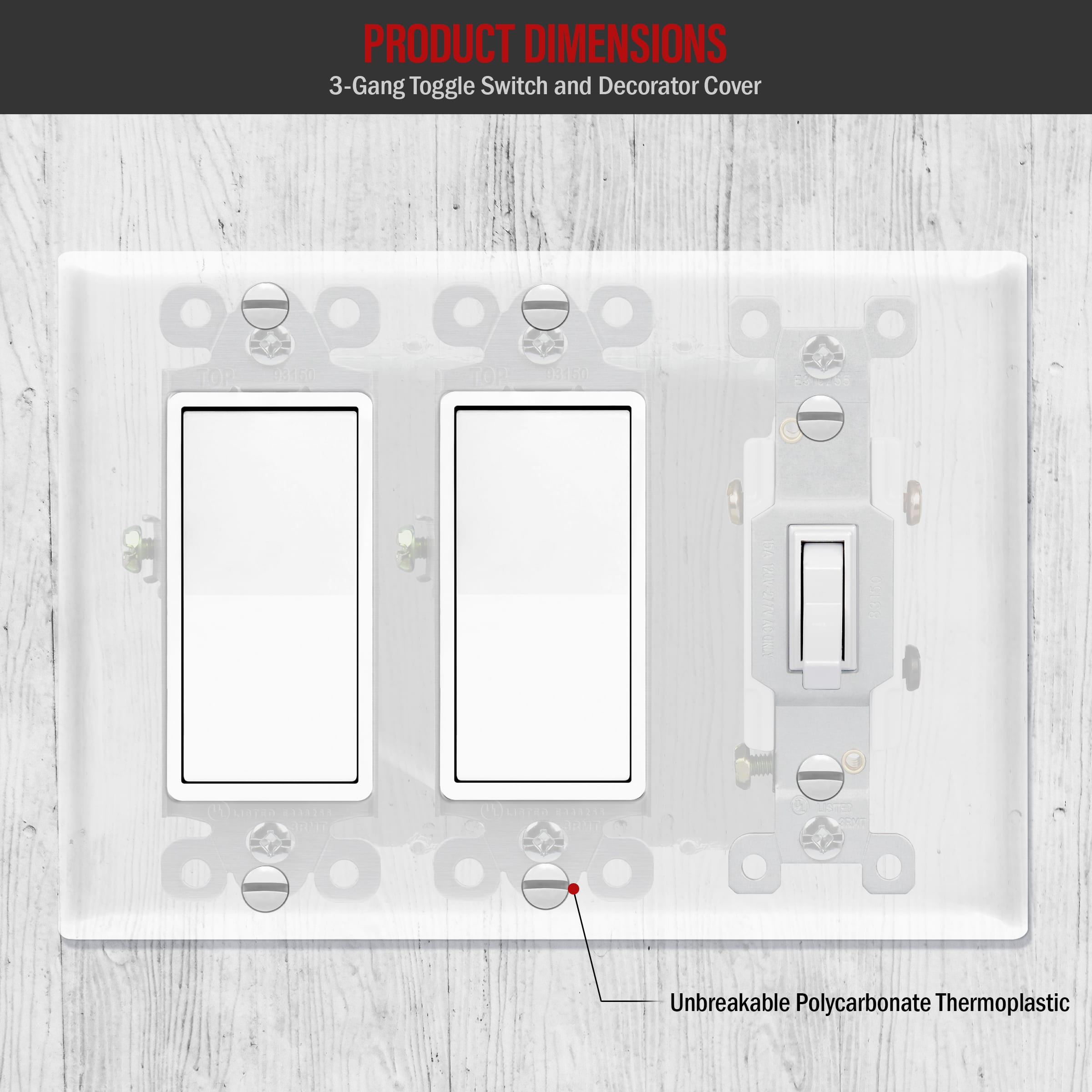 3-Gang Toggle Switch/Decorator Outlet Combination Wall Plate