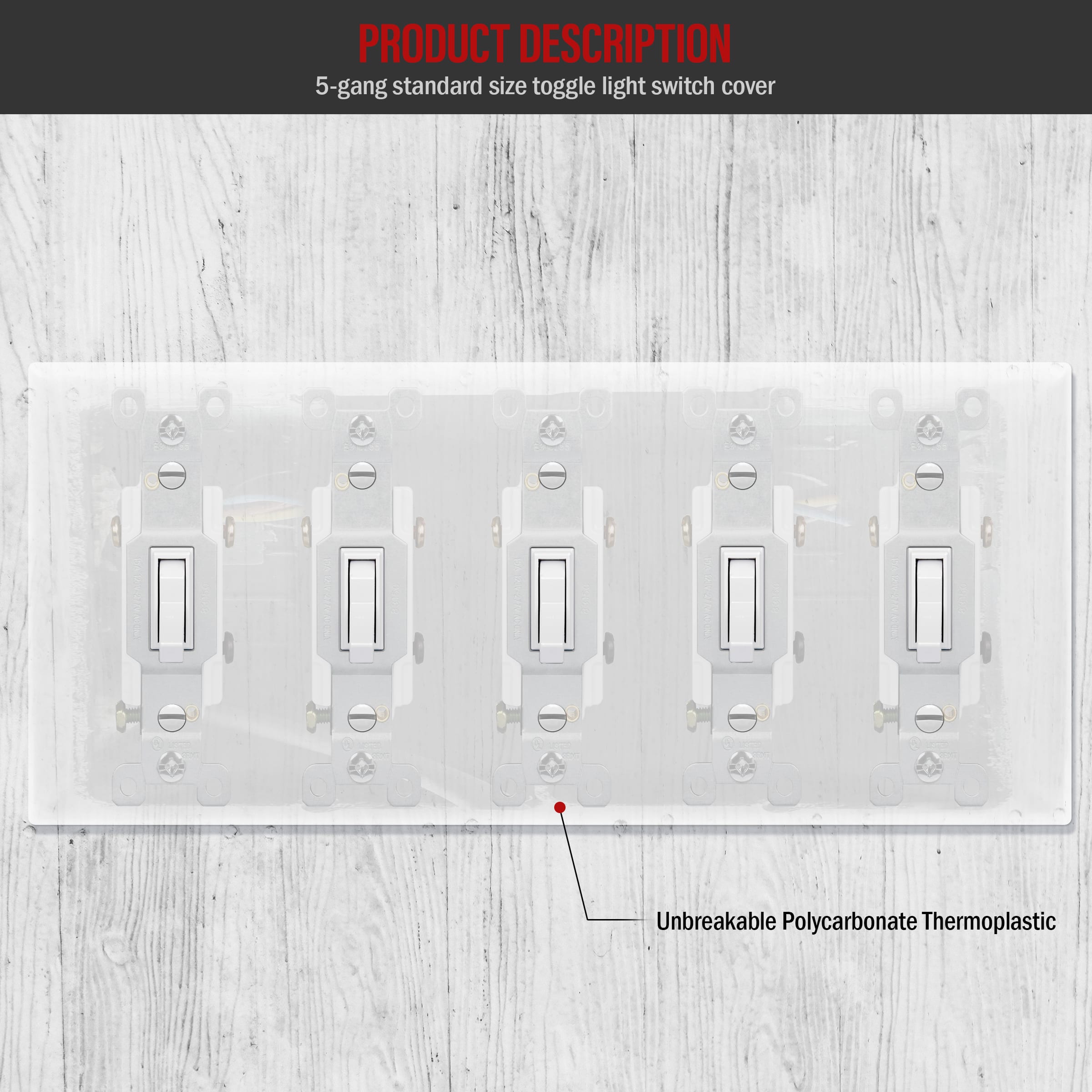 5-Gang Toggle Switch Wall Plate