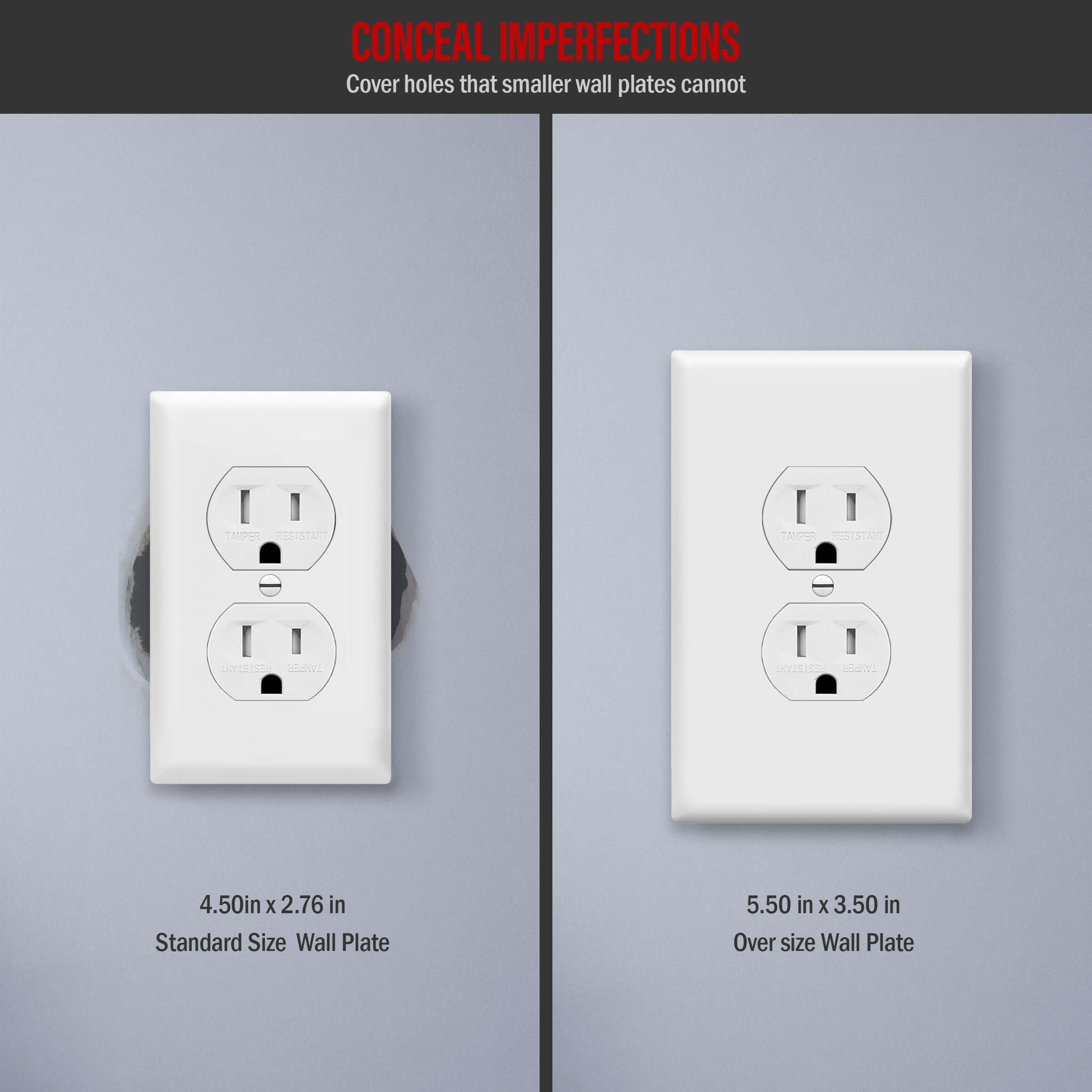 ENERLITES Duplex Receptacle Outlet Wall Plate, Oversized 1Gang